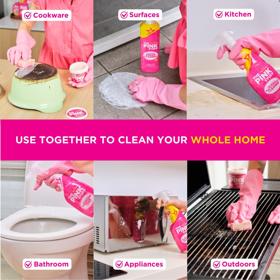 Stardrops - The Pink Stuff - Miracle Cleaning Ultimate Bundle - Paste, Multi-Purpose Spray, Bathroom Foam Spray, and Cream Cleaner - Ideal for Kitchens, Bathrooms, Outdoors, and More