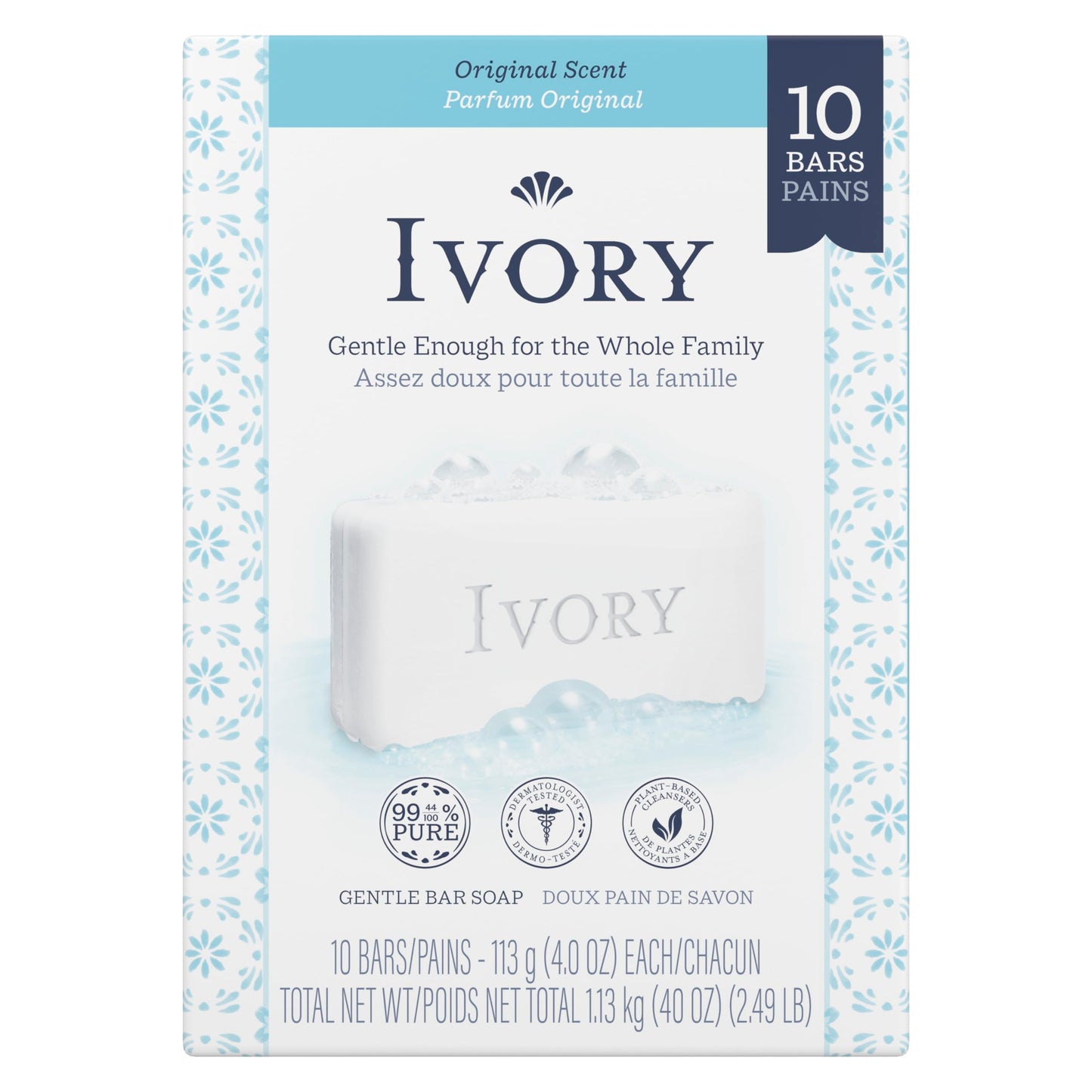 Ivory Soap, Original 4 oz Bars 10 ea (Pack of 3)