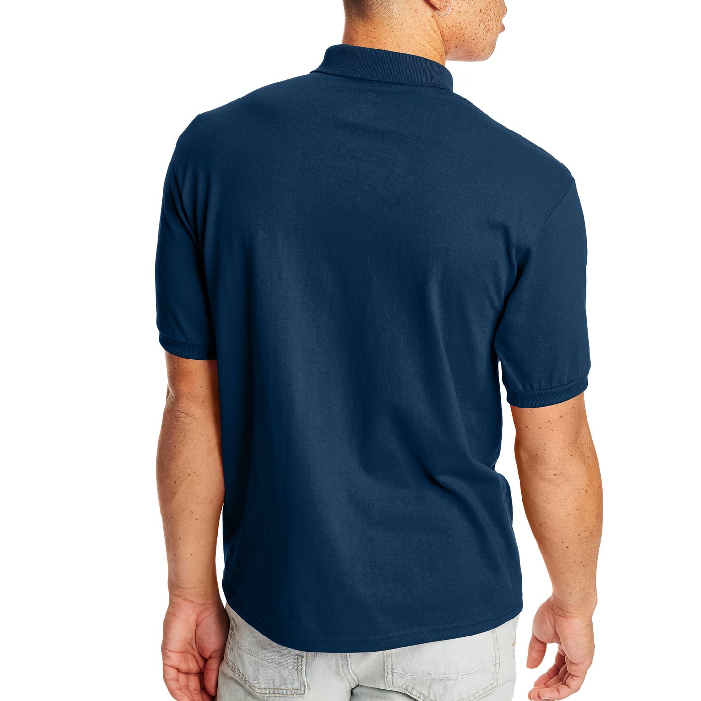 Hanes Men's Short-Sleeve Jersey Pocket Polo (Pack of 2), Navy, 4X-Large