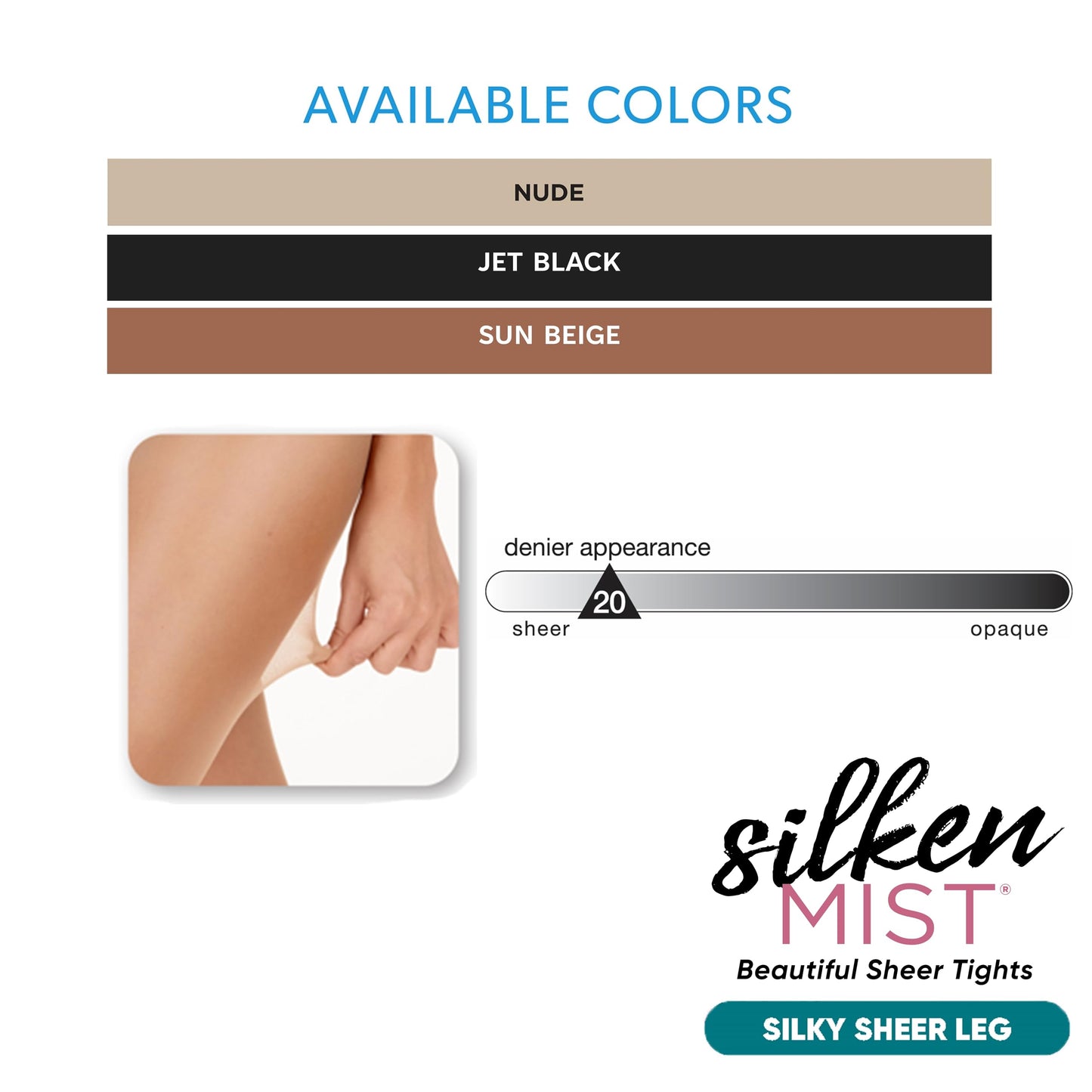L'eggs Silken Mist Silky Sheer Women's Tights with Run Resist, Control Top, Sheer Toe, Sun Beige, Size Q (Pack of 1)