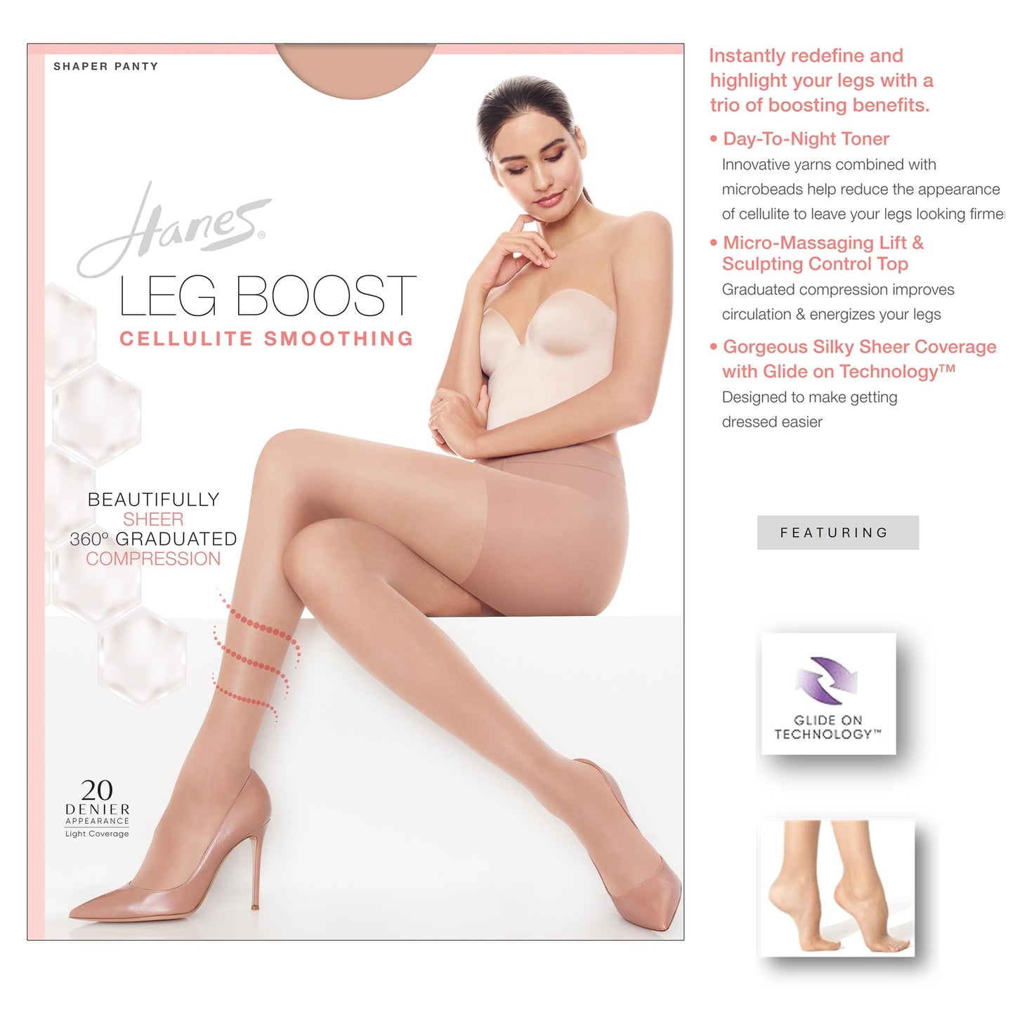 Hanes Leg Boost Women's Support Tights for Cellulite Smoothing and All-Day Wear, Shaper Panty, Sheer Toe, Barely Black, Size IJ (Pack of 1)