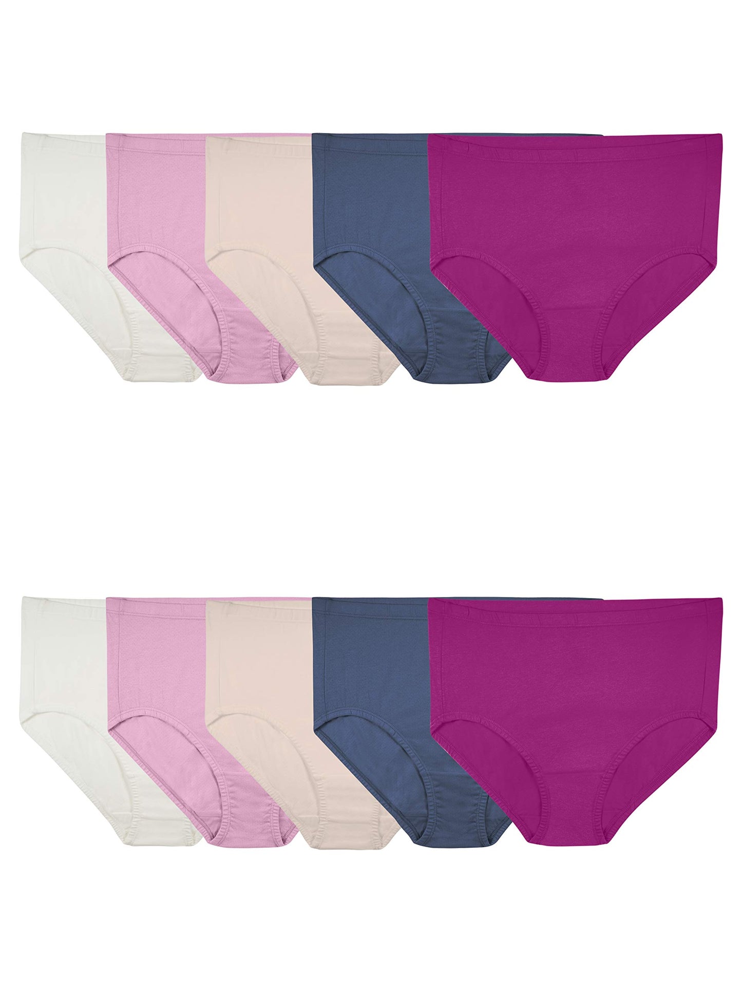 Fruit Of The Loom Womens Breathable Underwear, Moisture Wicking Keeps You Cool & Comfortable, Available In Plus Size Briefs, Micro Mesh - Low Rise Brief - 6 Pack - Colors May Vary, 10 US