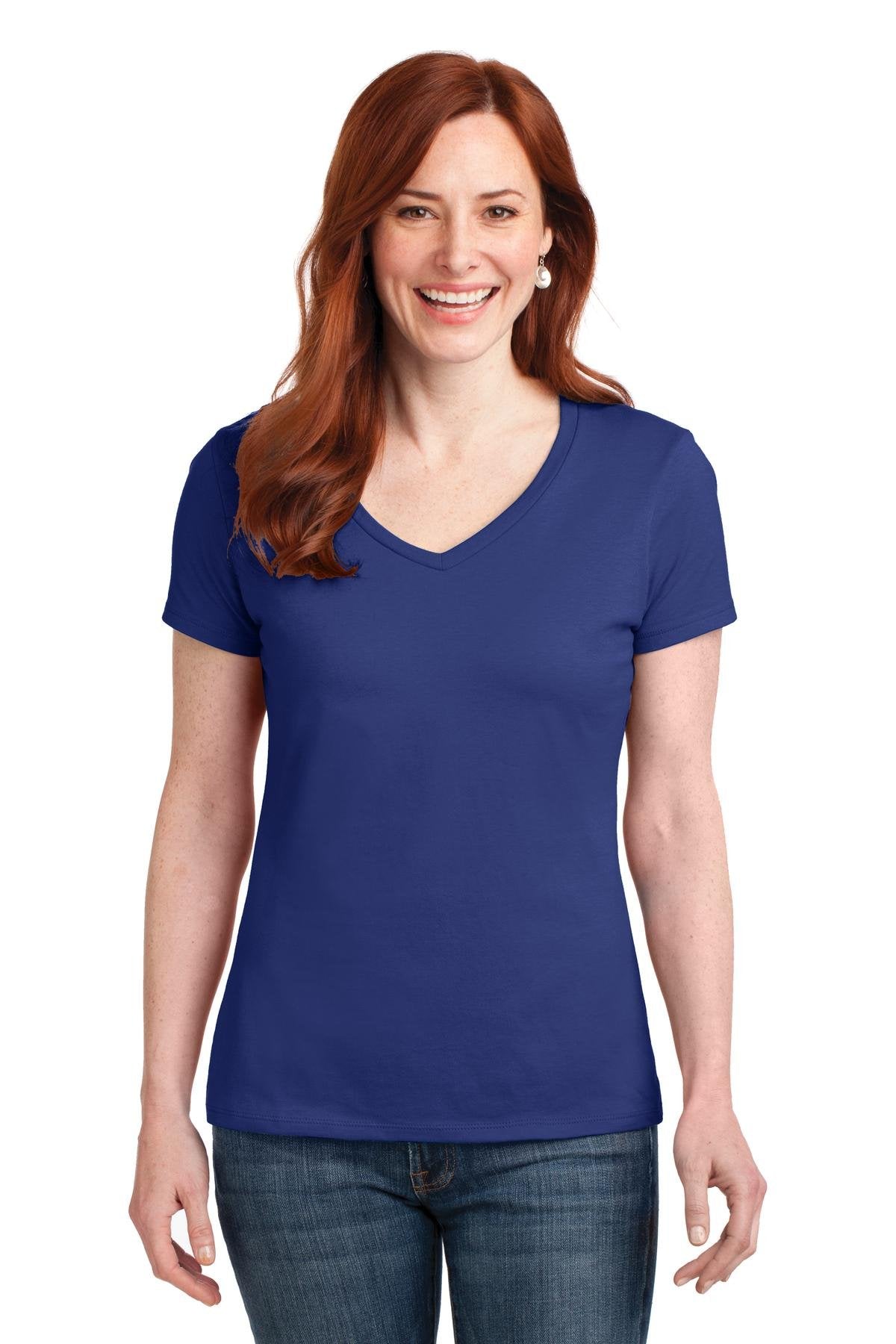 Hanes Women's Nano-T V-Neck T-Shirt, Navy, XX-Large