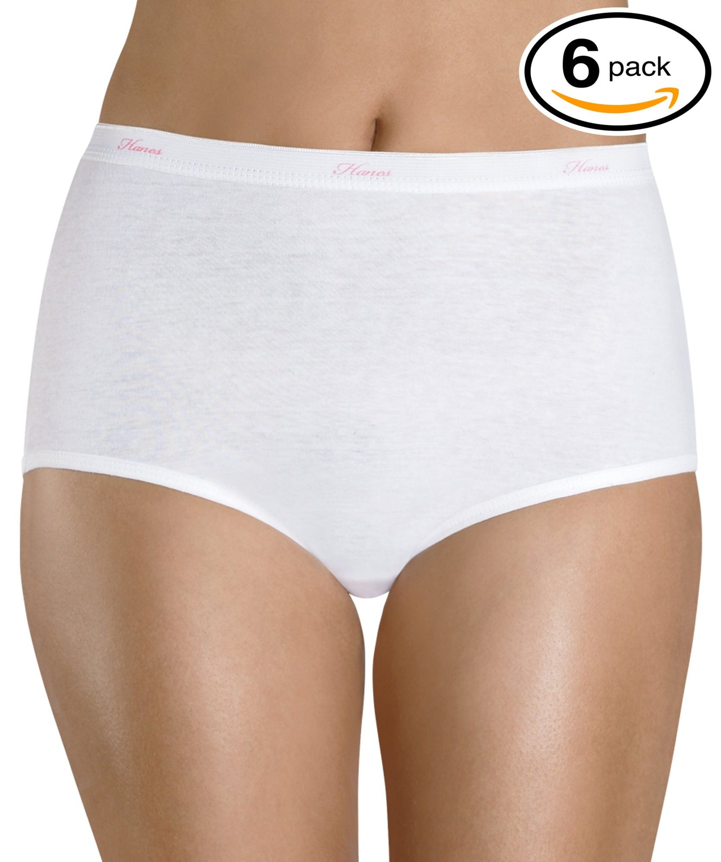 Hanes Women's 6 Pack Core Cotton Brief Panty (7, White)