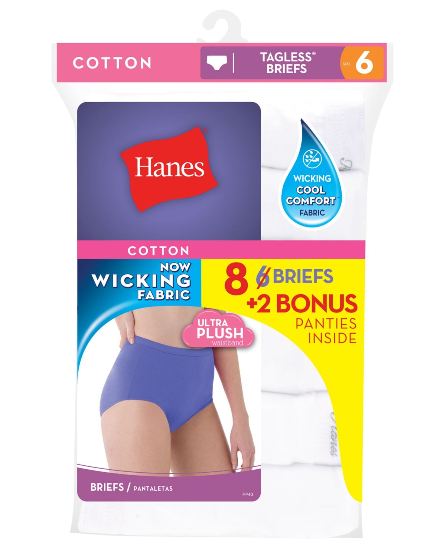 Hanes Women's 6 Pack Cotton Brief, White (Bonus +2), 8