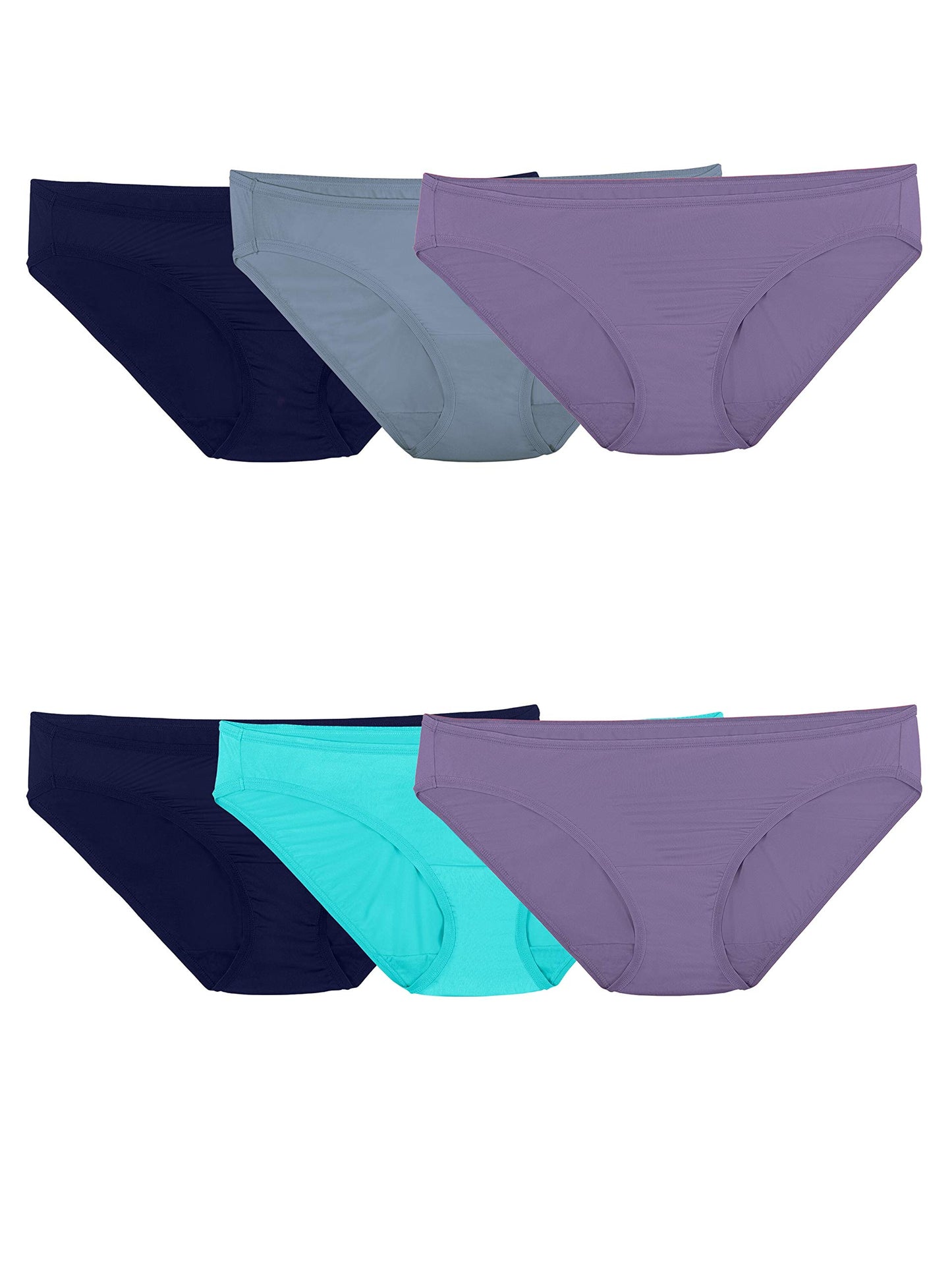 Fruit of the Loom womens Microfiber Panties (Regular & Plus Size) underwear, Brief - 6 Pack Assorted, 7 US