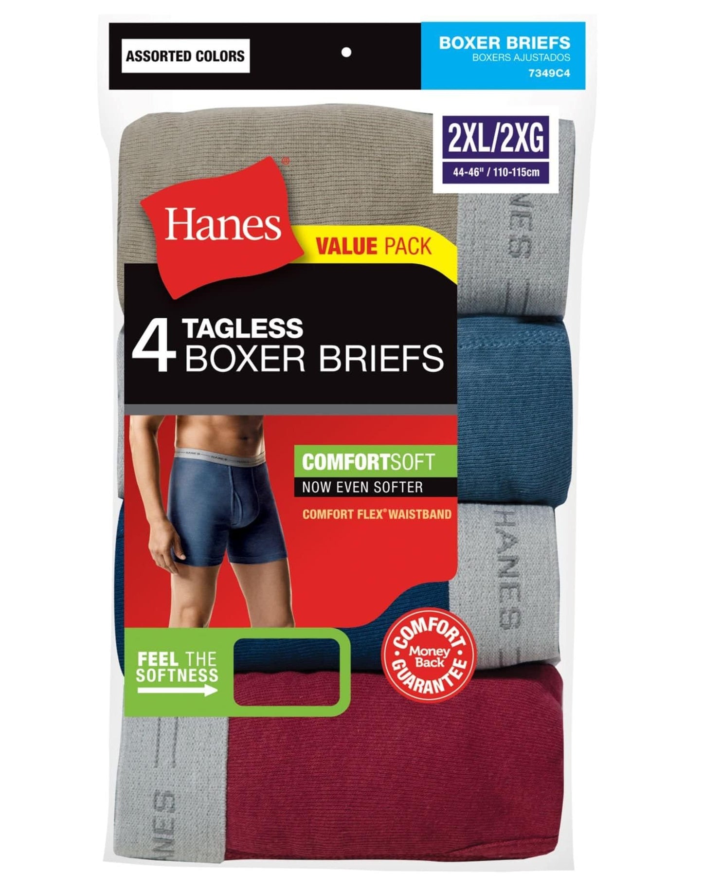 Hanes Men 2 Pack Black/Grey Boxer Brief
