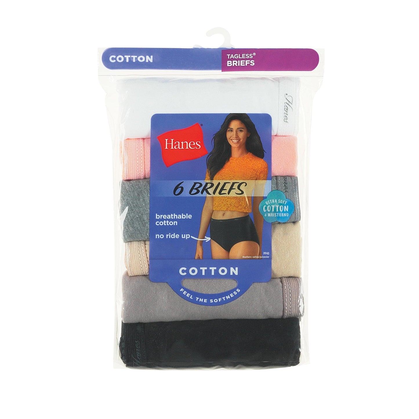 Hanes Women's Panties Pack, 100% Cotton Underwear, Moisture-Wicking Briefs Underwear, Ultra-Soft and Breathable, Tagless Multipack, Size 7