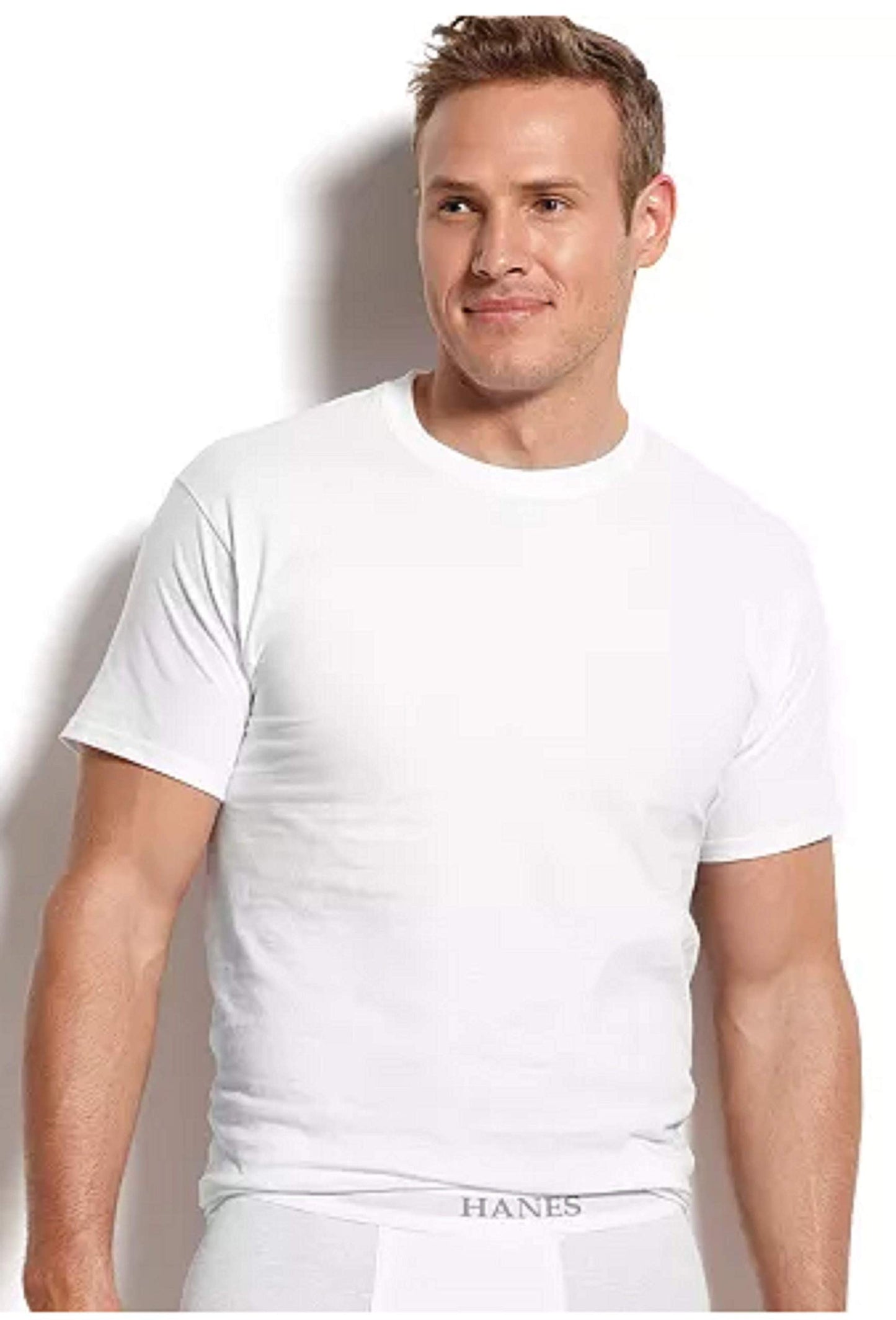 Hanes Men's Crew-Neck Undershirts 5-Pack + 1 Extra Bonus Undershirt (White, X-Large)