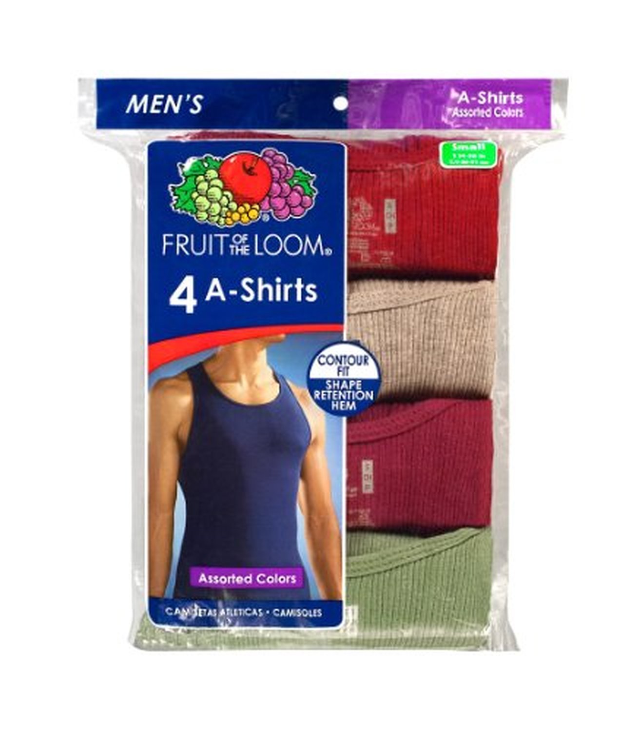 Fruit of the Loom Men's Tag-Free Tank A-Shirt, 5 Pack - Assorted Colors, X-Large