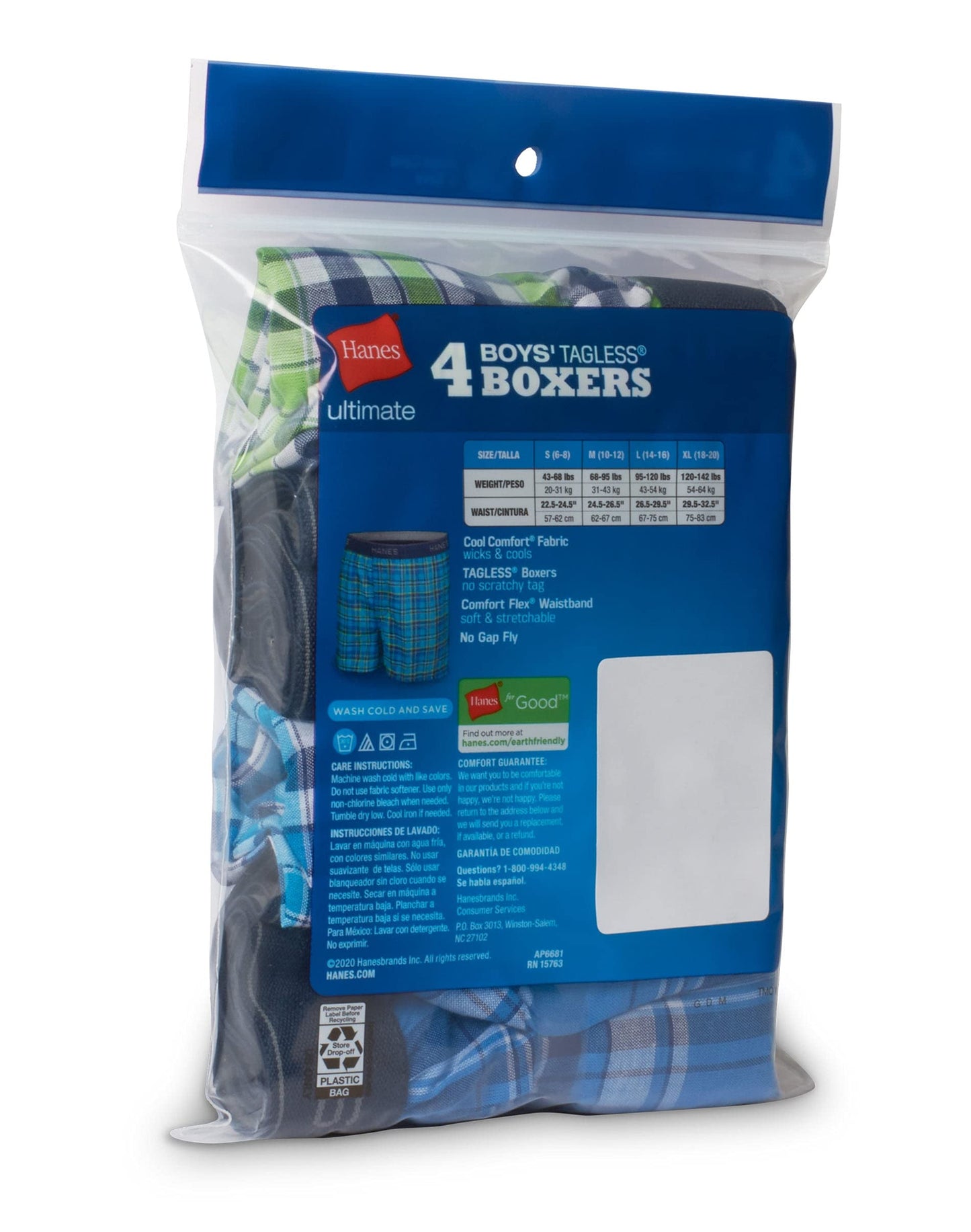 Hanes Boys Ultimate Woven Boxer Brief With ComfortSoft Waistband 4-Pack, S