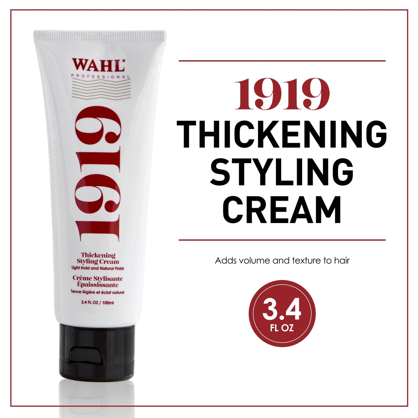 Wahl Professional - 1919 Thickening Styling Cream - Hair Cream for Men and Women - Travel Size - 3.4 oz