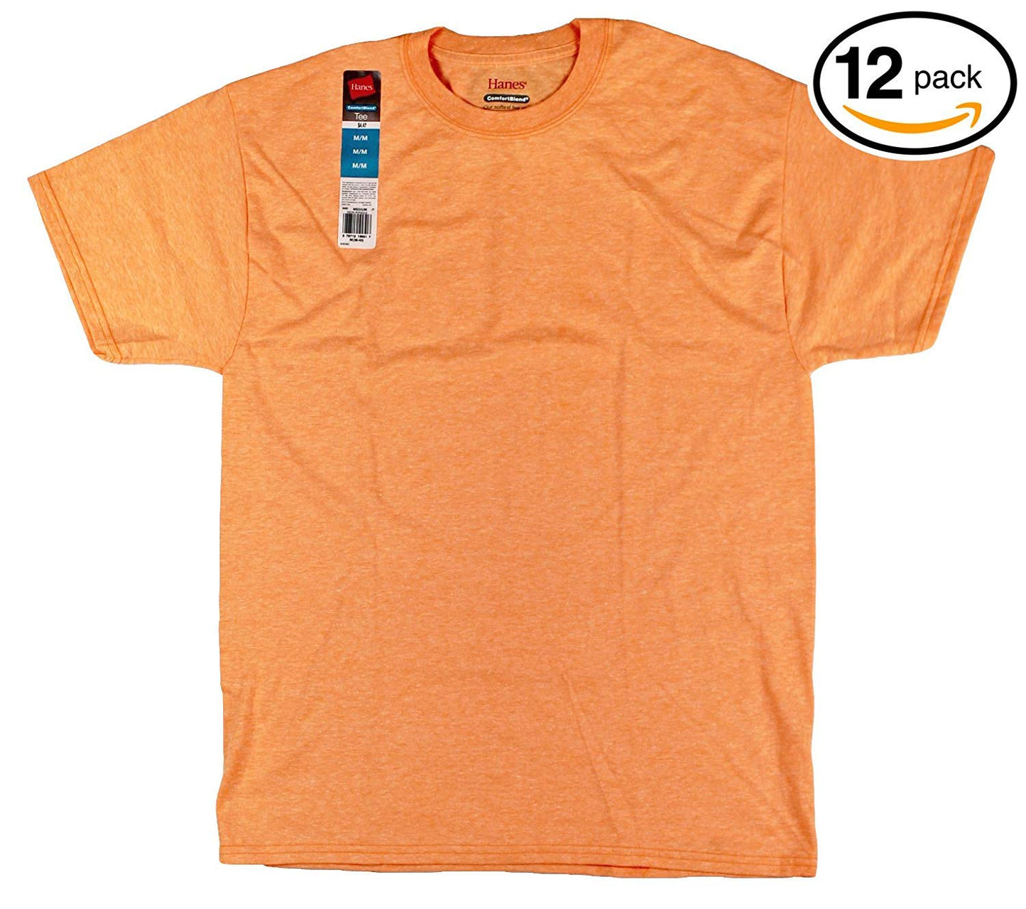 Hanes Men's FreshIQ Crew T-Shirt (Heather Orange, X-Large)