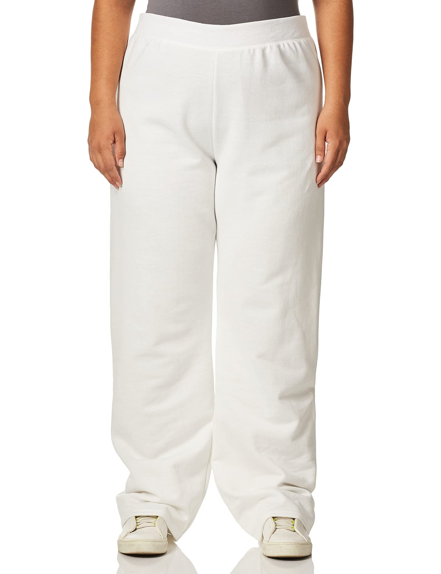 Hanes Women's EcoSmart Open Bottom Leg Sweatpants,White,XX-Large
