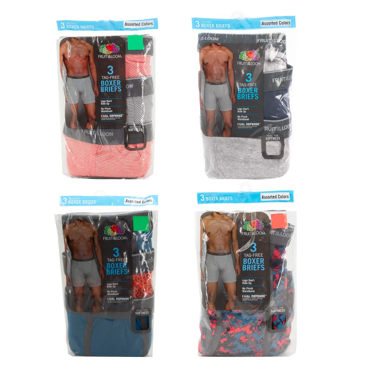 Fruit of the Loom, 12 Pack Random, Mens Underwear, Size Medium, Cotton Underwear, Boxer Briefs with Fly, Tag Free