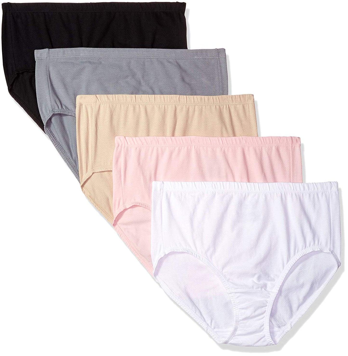 Fruit Of The Loom Women's Plus-Size 5 Pack Fit For Me Breathable Brief, Assorted, 1X/9