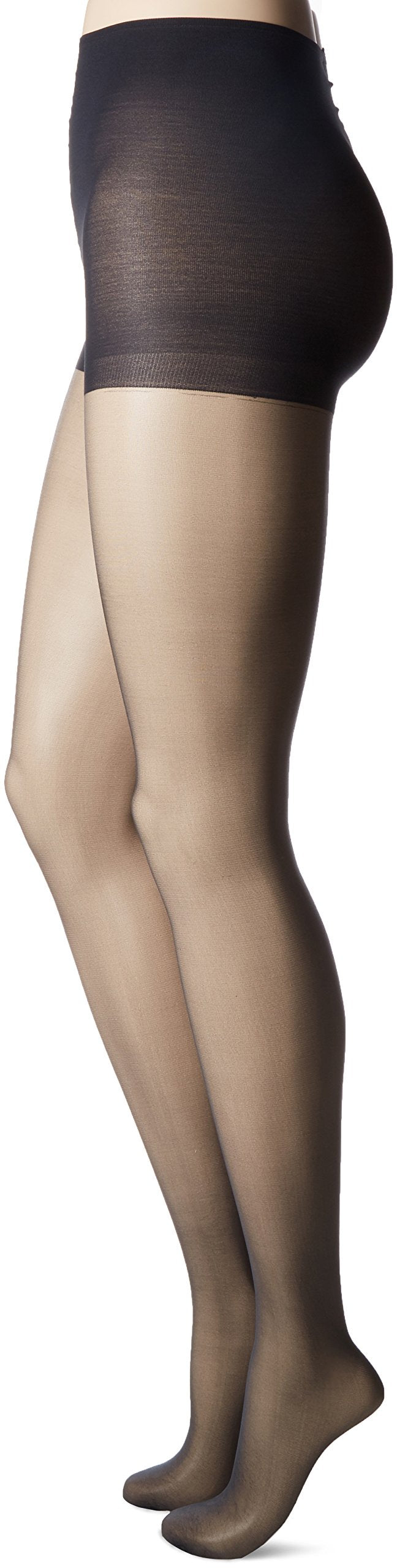 L'eggs Women's Silken No Waistband Control Top Panty Hose, Jet Black, Q