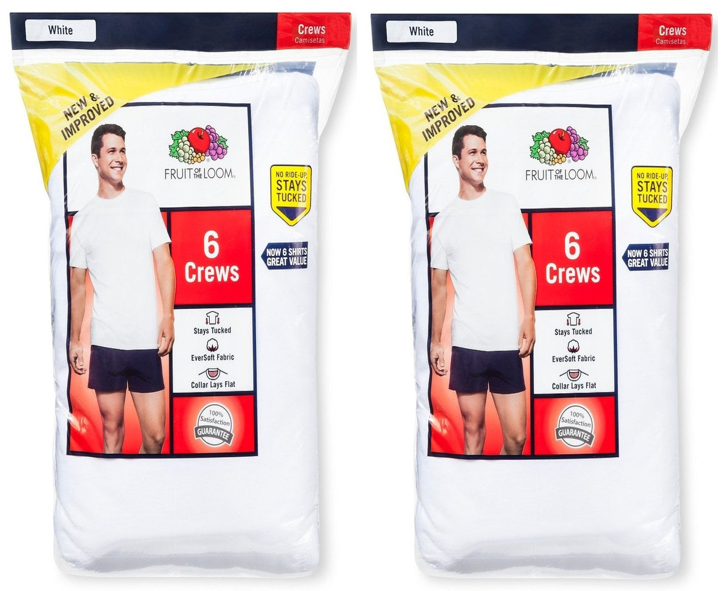 Fruit of the Loom Mens 9Pack White Crew-Neck Undershirts Cotton T-Shirts, XL