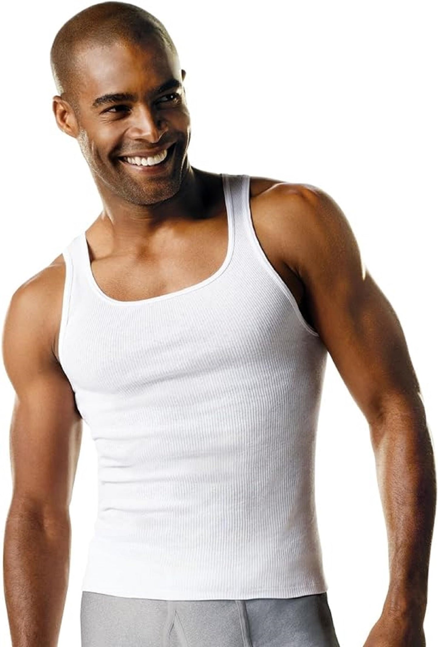Hanes Men’s Tall 100% Cotton Tank Tops, Undershirts, Tagless and Sleeveless, 6X-Large Tall, Gray - 3 Pack