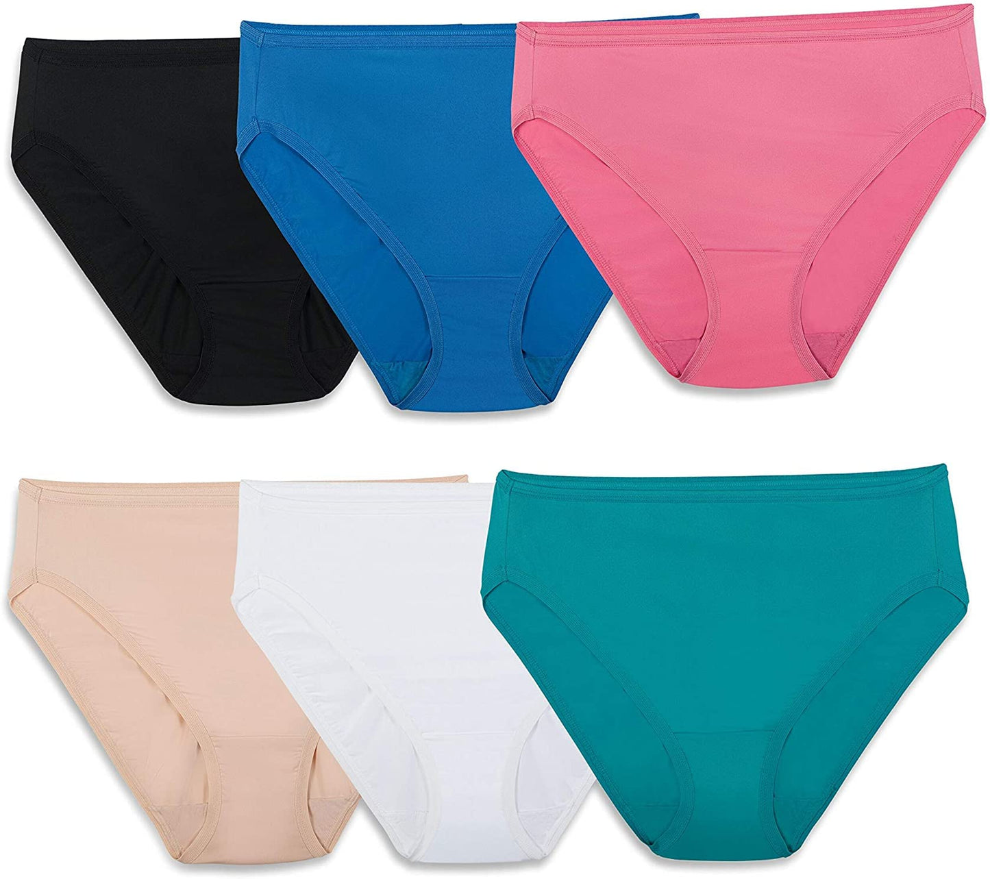 Fruit of the Loom womens Microfiber Panties (Regular & Plus Size) underwear, Brief - 6 Pack Assorted, 7 US