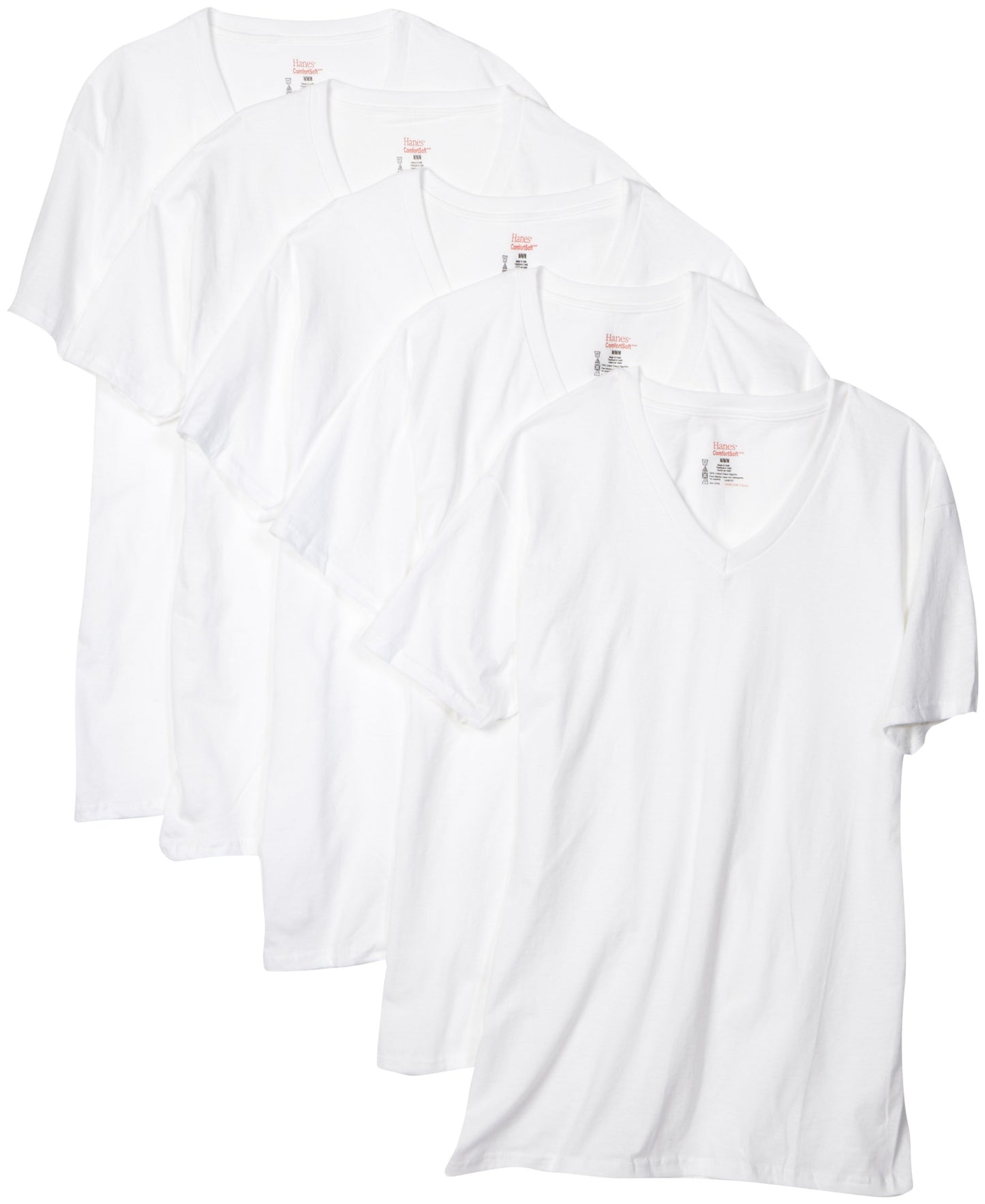 Hanes Mens Cotton, Moisture-wicking V-neck Tee Undershirts, Multiple Packs And Colors, White - 6 Pack, Small US