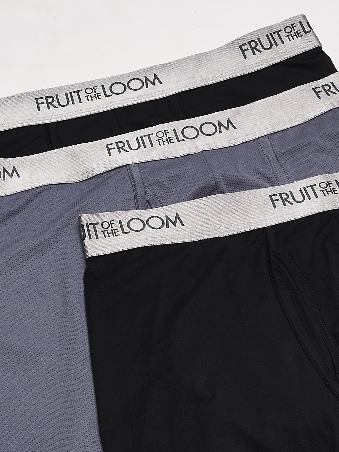 Fruit of the Loom Men's 3-Pack Everlight Boxer Briefs, Black/Gray, Small