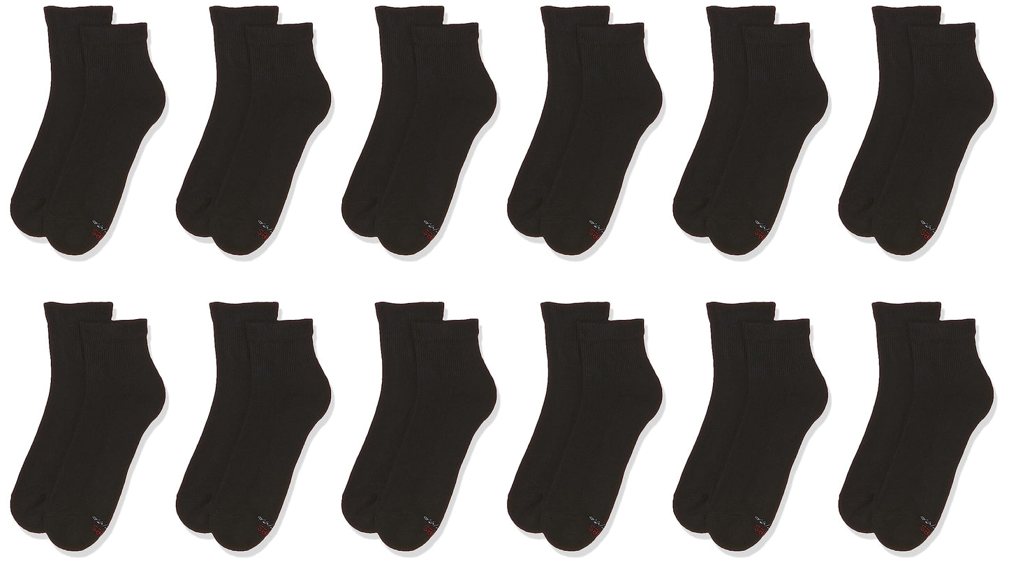 Hanes mens X-temp Cushioned Ankle Socks, 12-pair Pack Casual Sock, Black, 6 12 US
