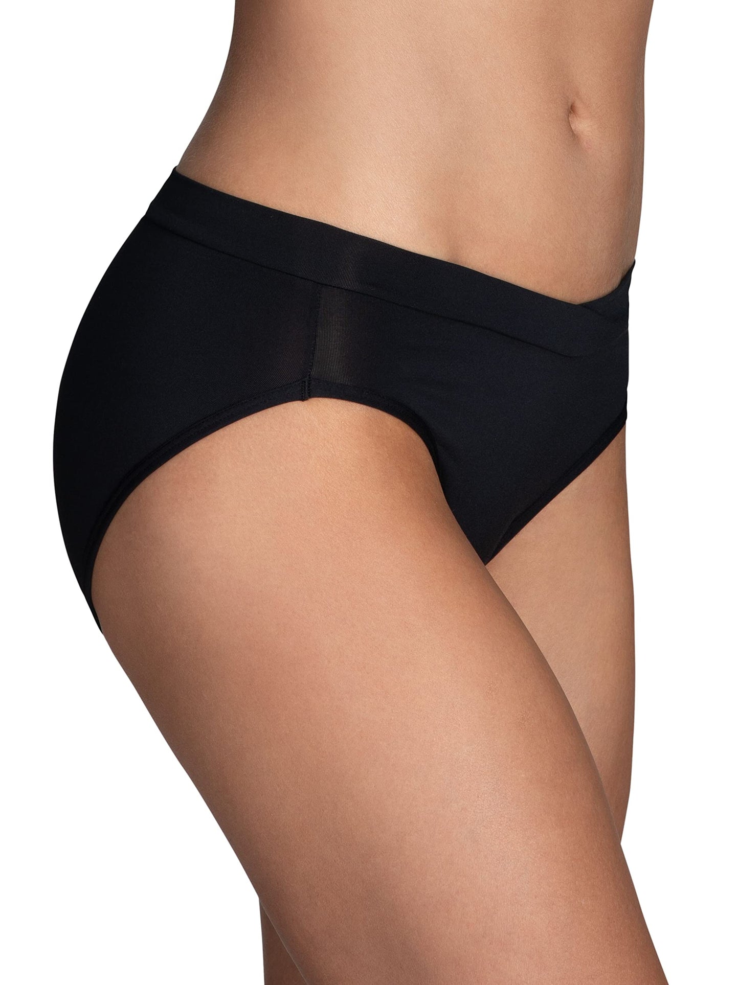 Vanity Fair Women's Beyond Comfort Bikini Panties, Silky Stretch-3 Pack-Black, 9