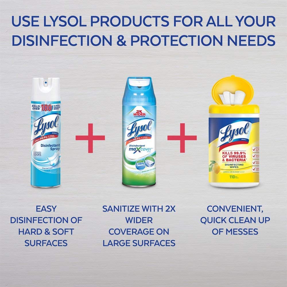 Lysol Disinfectant Spray, Sanitizing and Antibacterial Spray, For Disinfecting and Deodorizing, Crisp Linen, 19 fl oz (Pack of 4)