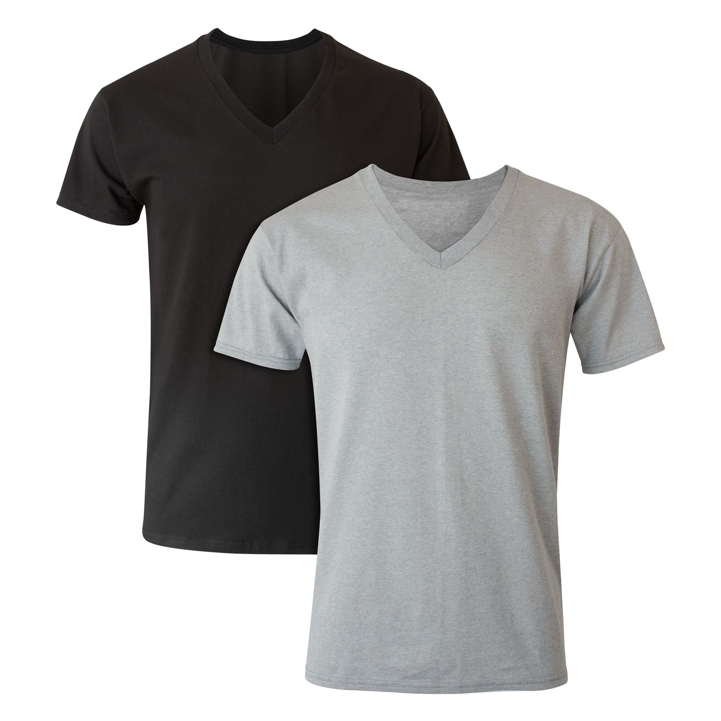 Hanes Mens Cotton, Moisture-wicking V-neck Tee Undershirts, Multiple Packs And Colors, Grey/Black - 2 Pack, X-Large US