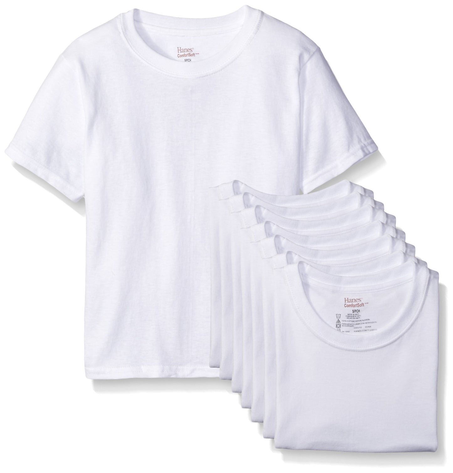 Hanes Big Boys 8-Pack Classics Crew Undershirt, White, X-Large