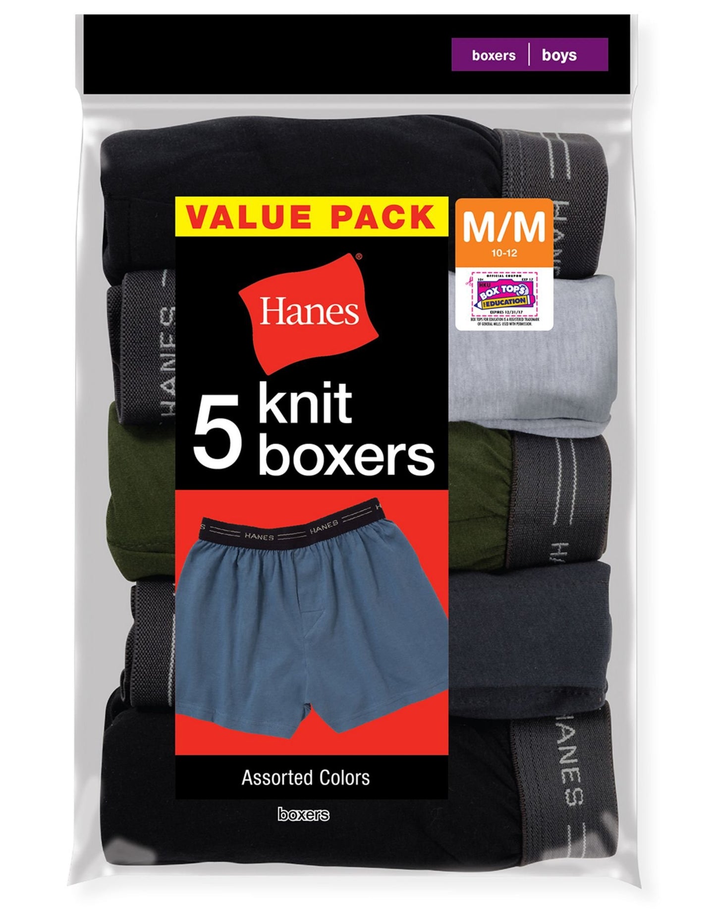 Hanes Boys` Exposed Elastic Knit Boxer