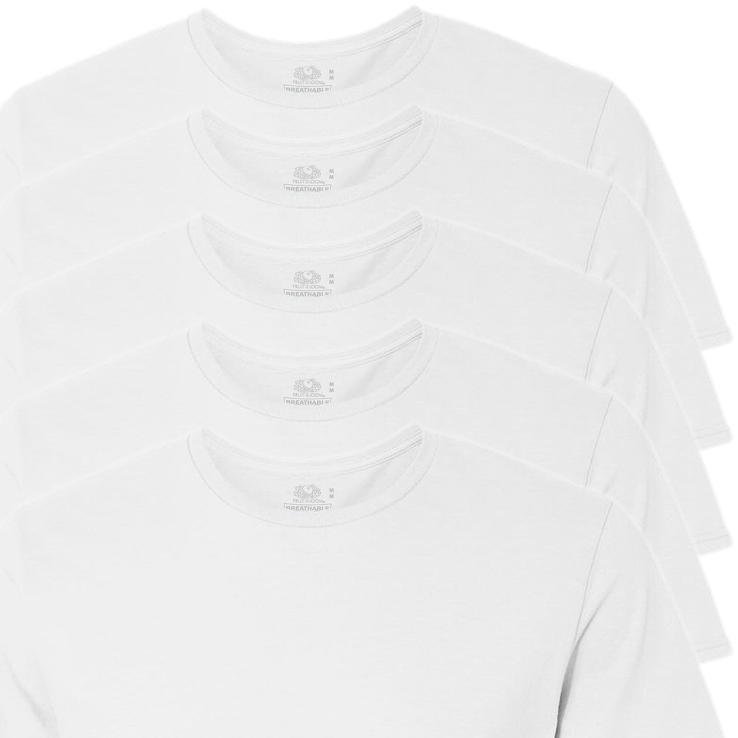 Fruit of the Loom Select Men's 5-Pack Tag Free 100% Cotton Crew T-Shirts (Small)