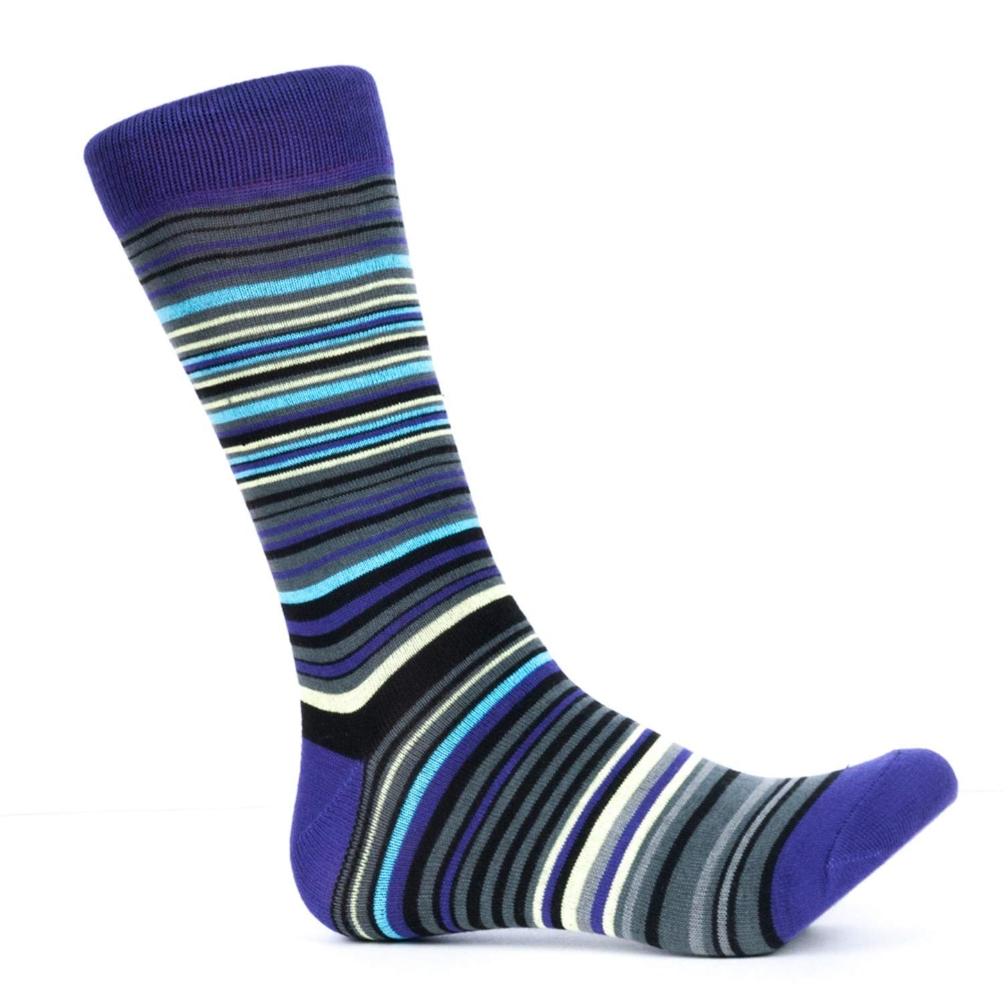 Melvado Mens Dress Socks 4 Pack, Cotton Rich Colorful Patterned Striped Dress Socks