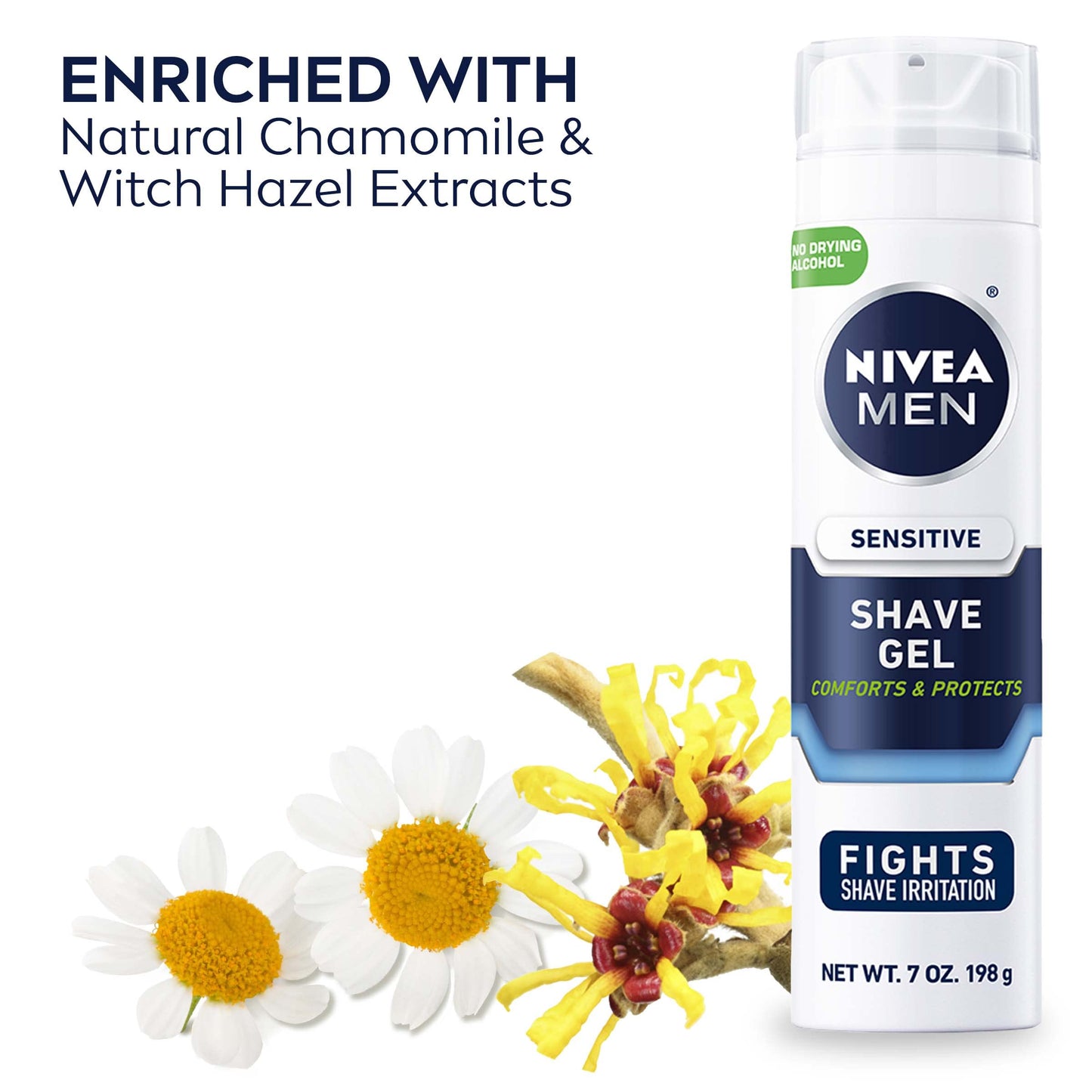 NIVEA MEN Sensitive Shave Gel with Vitamin E, Soothing Chamomile and Witch Hazel Extracts, 7 Oz Can