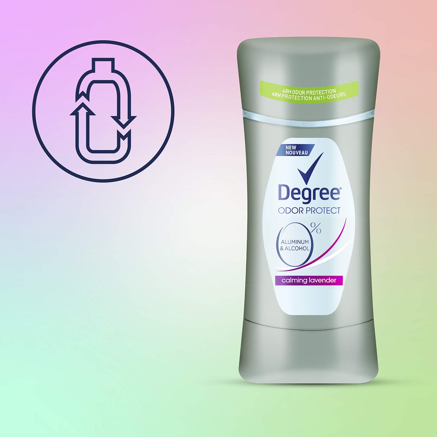 Degree 0% Aluminum Free Deodorant 48H Odor Protection Calming Lavender Deodorant for Women, 2.6 Ounce (Pack of 4)