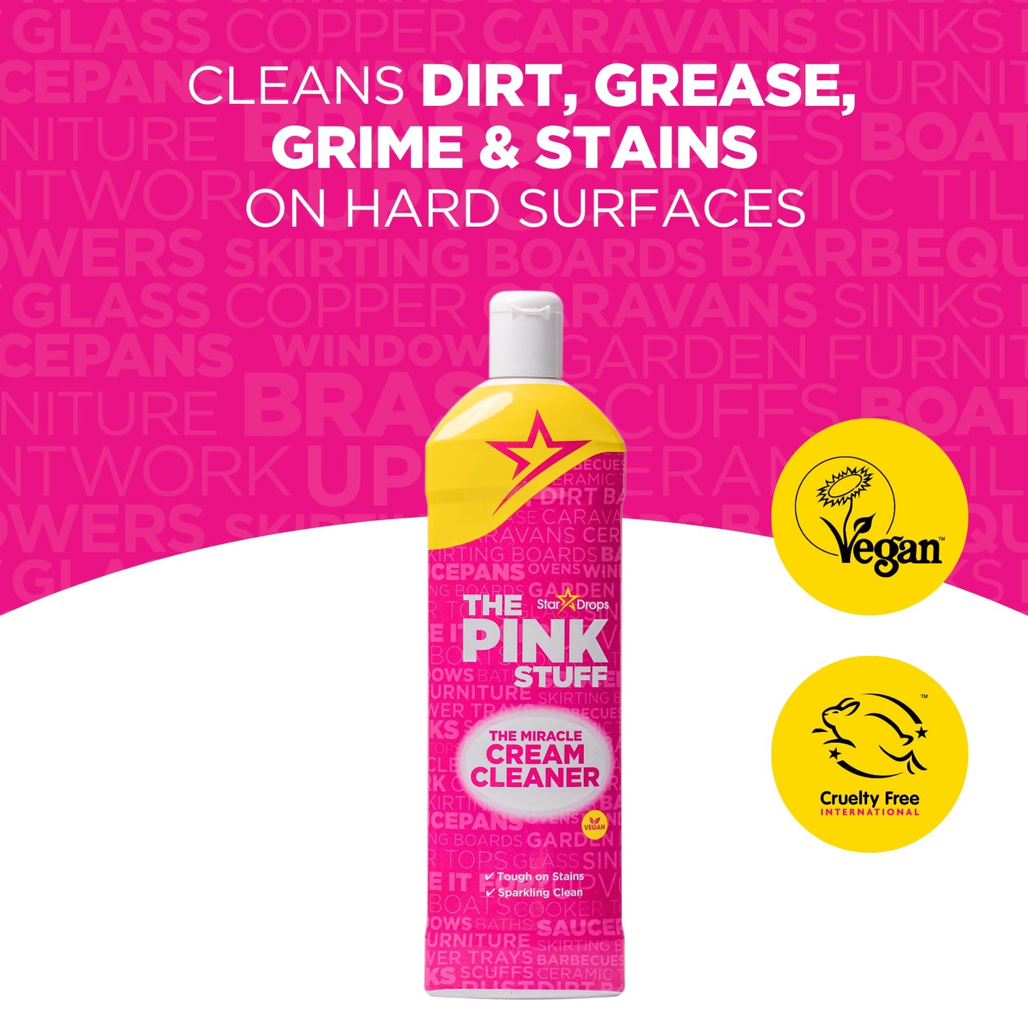 Stardrops The Pink Stuff Miracle Cleaning Bundle - Multi-Purpose Paste, Spray & Cream Cleaner (3-Pack) - Tough on Stains, Gentle on Surfaces