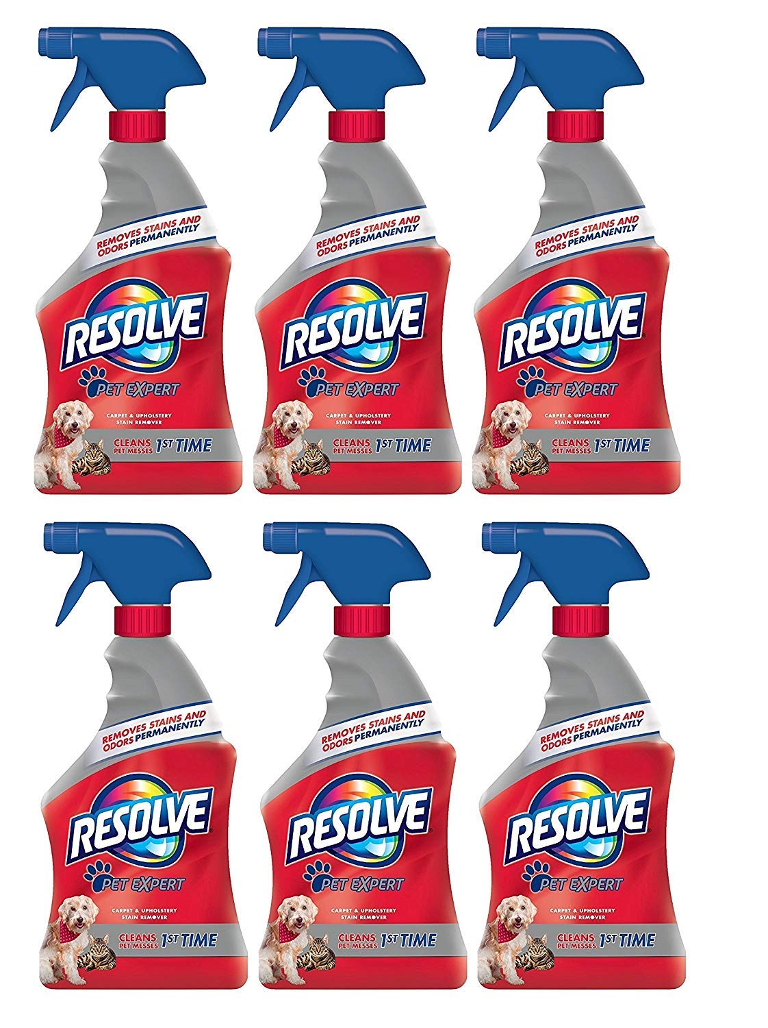 Resolve Pet Expert Carpet and Upholstery Stain Remover Spray, 16 Ounce, (Pack of 6)