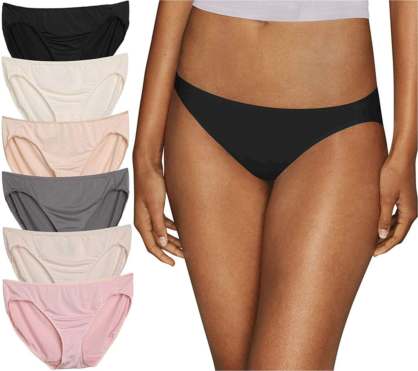 Hanes Women's 6 Pack Microfiber Bikini