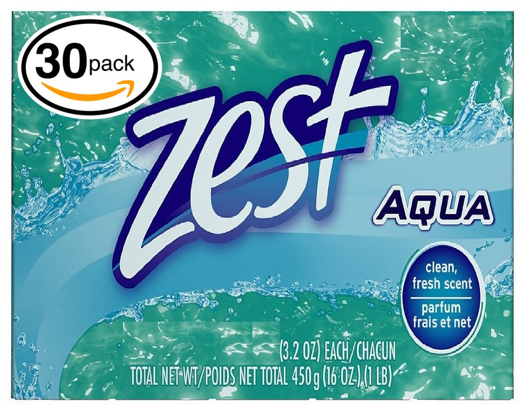 (PACK OF 30 BARS) Zest AQUA Deodorant Bar Soap with Vitamin E. All-in-one exfoliating & moisturizing soap Leaves Skin Smooth & Radian! Great for Hands, Face & Body! (30 Bars, 3.2oz Each Bar)