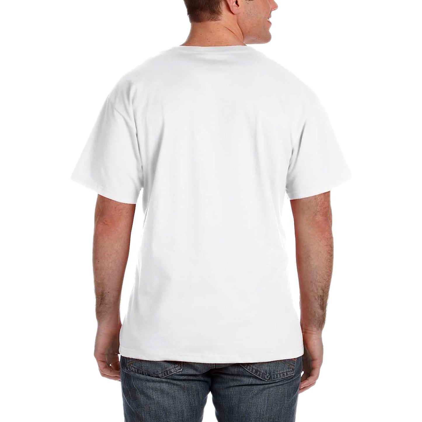 Fruit of the Loom Men's 7-Pack Stay Tucked V-Neck T-Shirt,White, Large