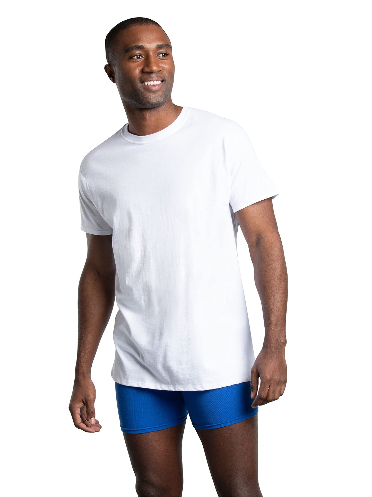 Fruit of the Loom Men's Eversoft Cotton Stay Tucked Crew T-Shirt, Regular-6 Pack Black/Grey, x_l
