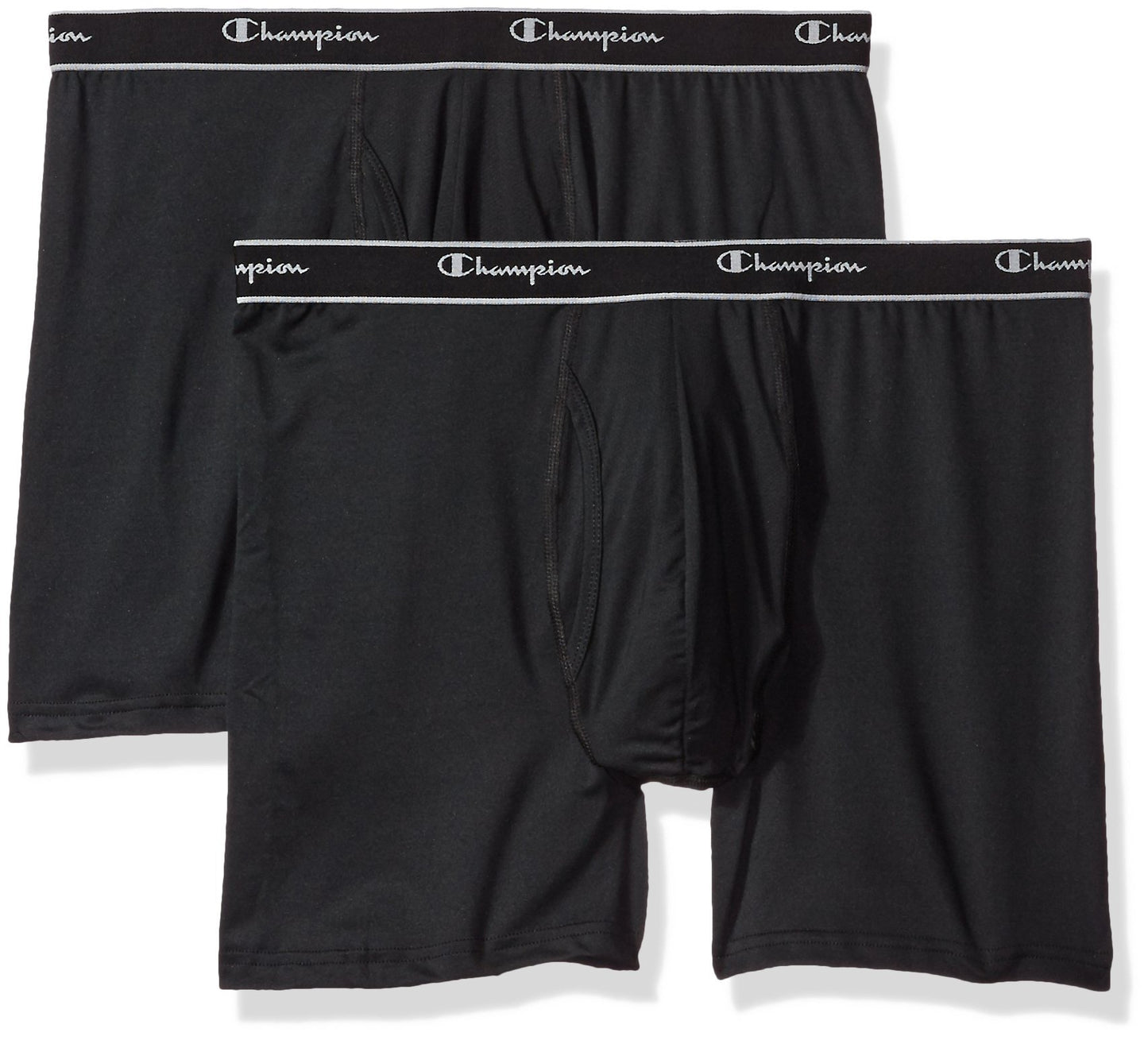 Champion Men's 2-Pack Tech Performance Boxer Brief, Black, Small