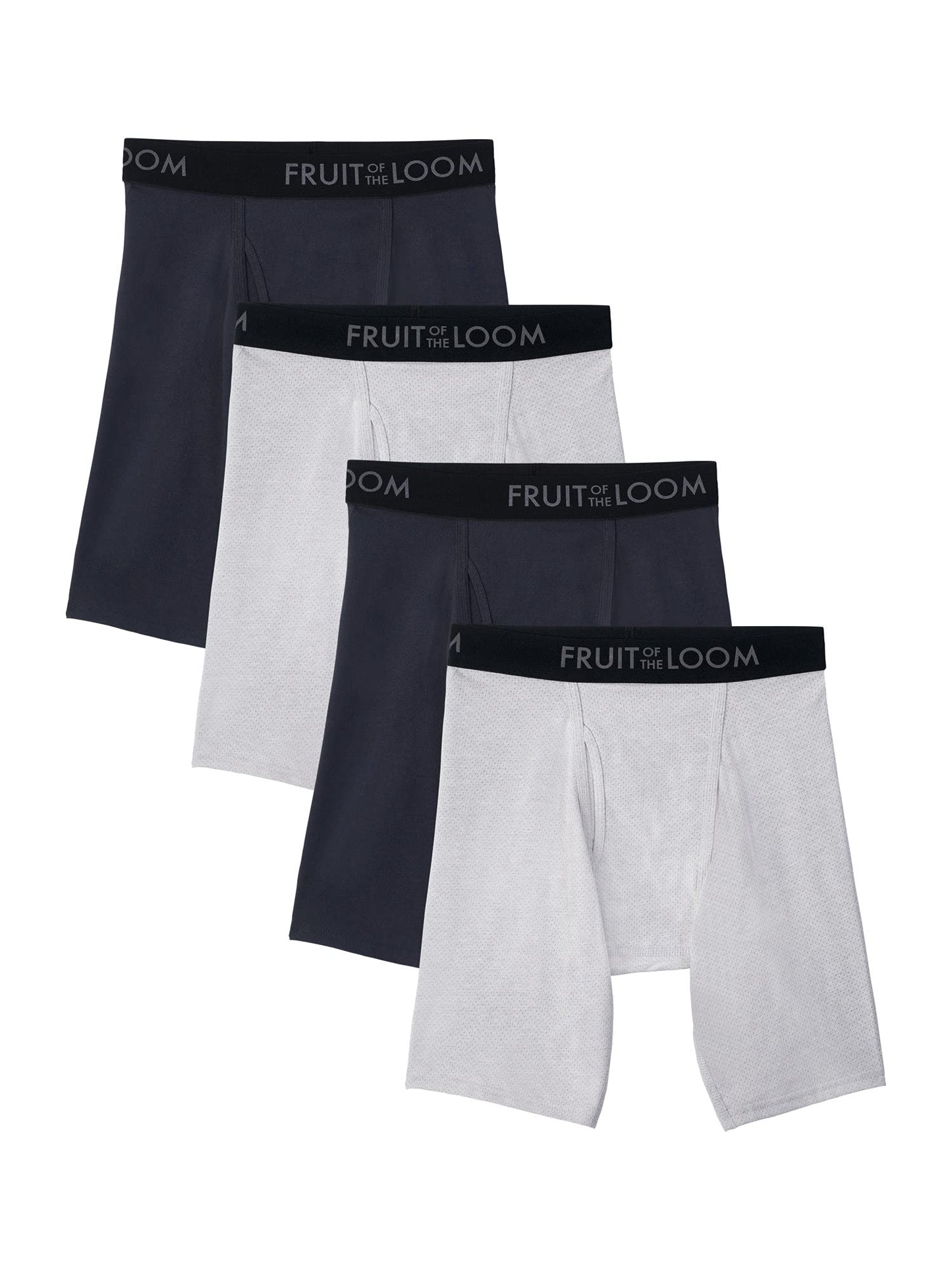 Fruit of the Loom Men's Long Leg Boxer Briefs 12-Pack Breathable Cotton Micro-Mesh XL