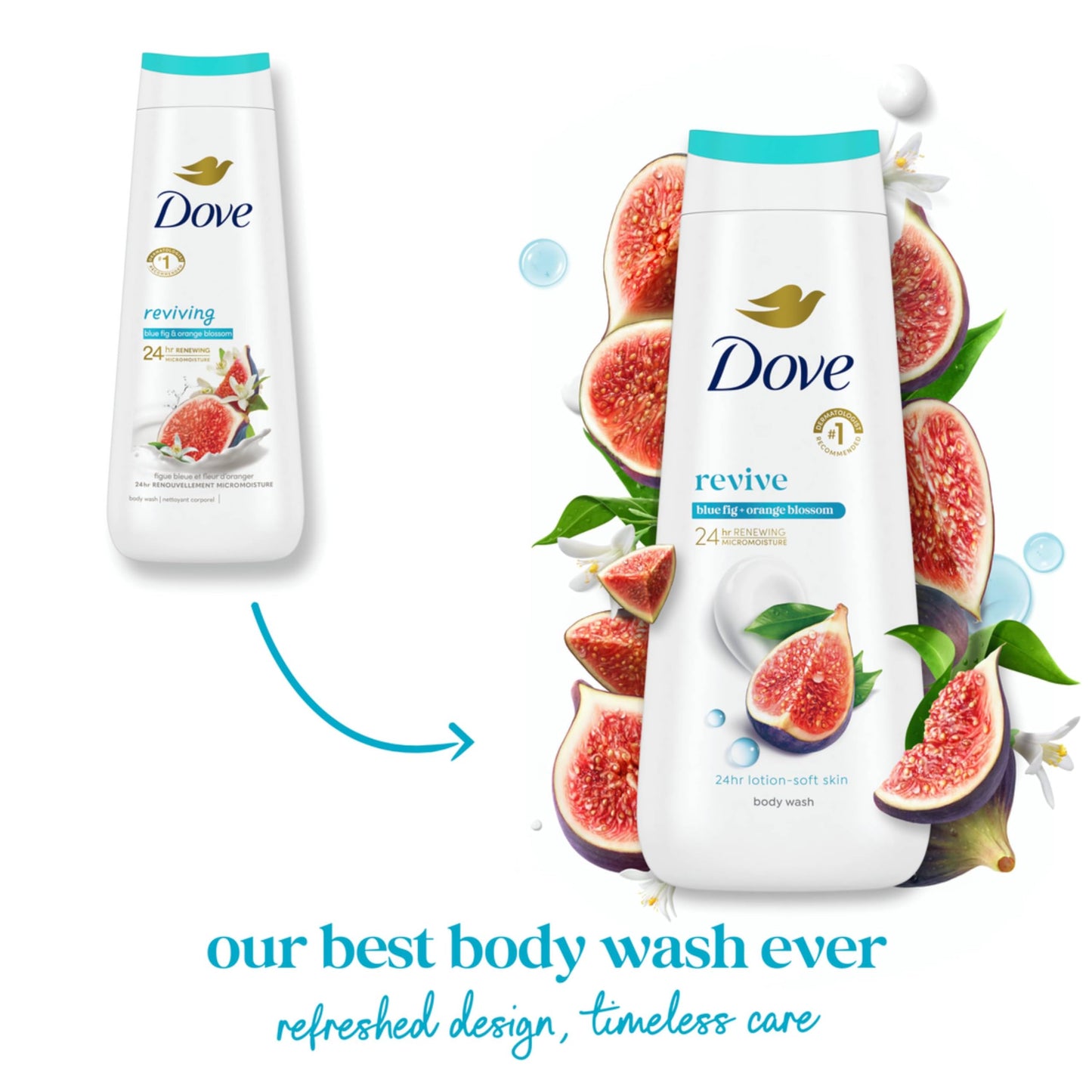Dove Go Fresh Body Wash 100% Gentle Cleansers, Sulfate Free Blue Fig and Orange Blossom Effectively Washes Away Bacteria While Nourishing Your Skin 22 oz