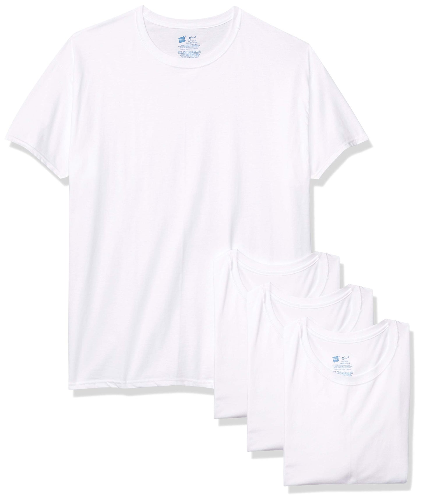 Hanes Ultimate Men's Sport X-Temp Comfort Crew T-Shirt 4-Pack, White, X Large
