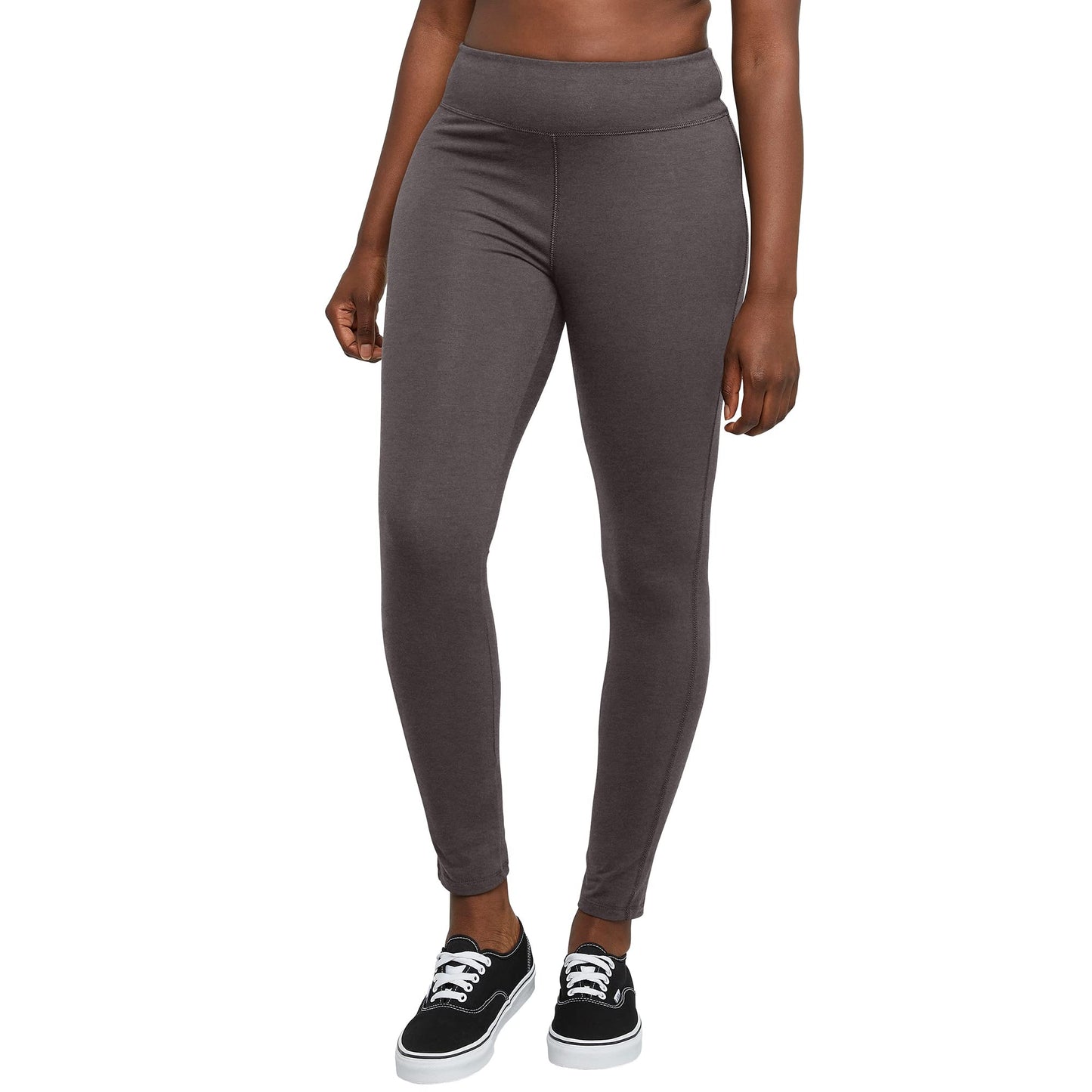 Hanes Comfortblend Originals Stretch Jersey, High-Rise Leggings for Women, 27", Trekking Grey, 2X Large