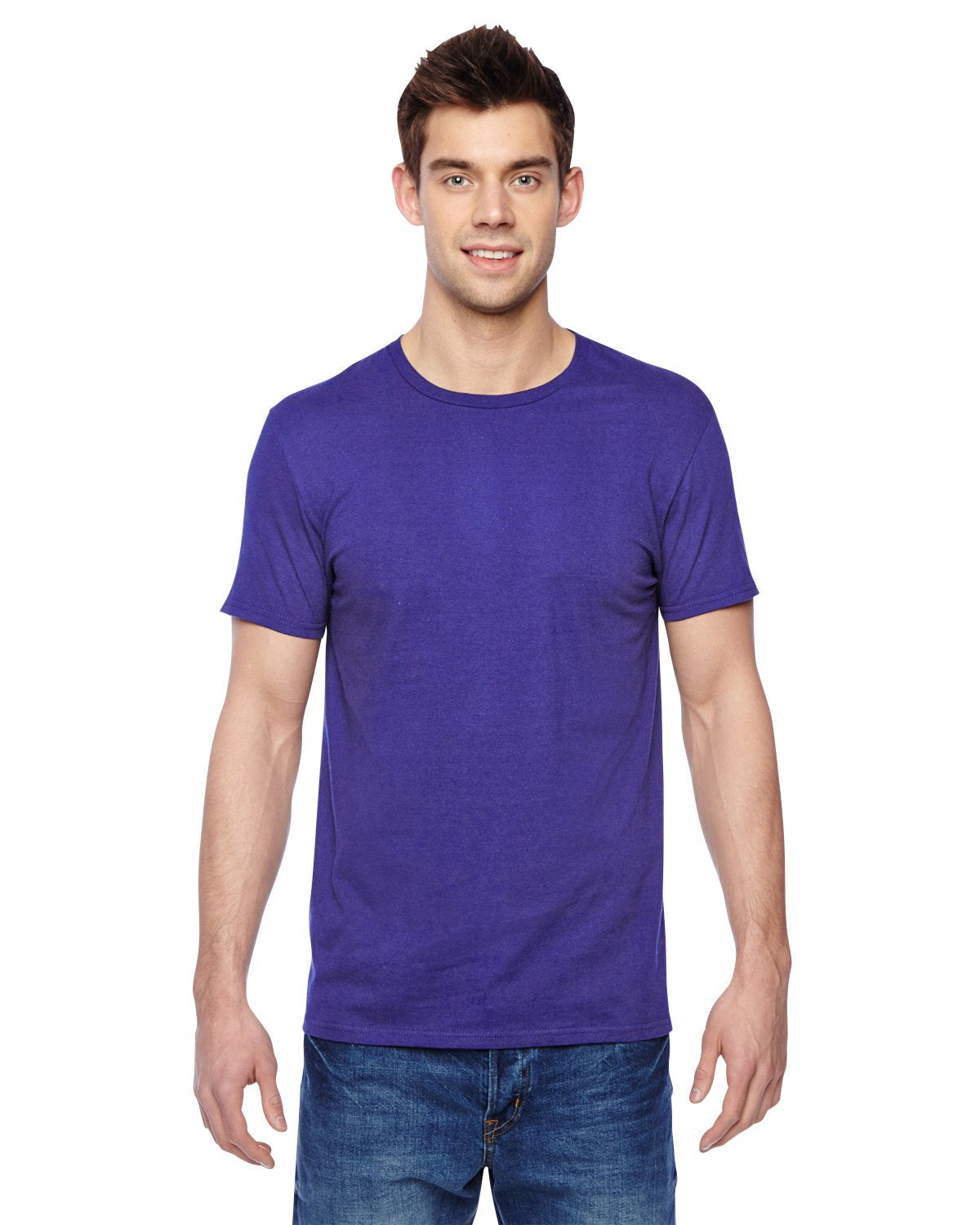 Fruit Of The Loom Men's Sofspun Jersey Crew T-Shirt, Purple, XX-Large