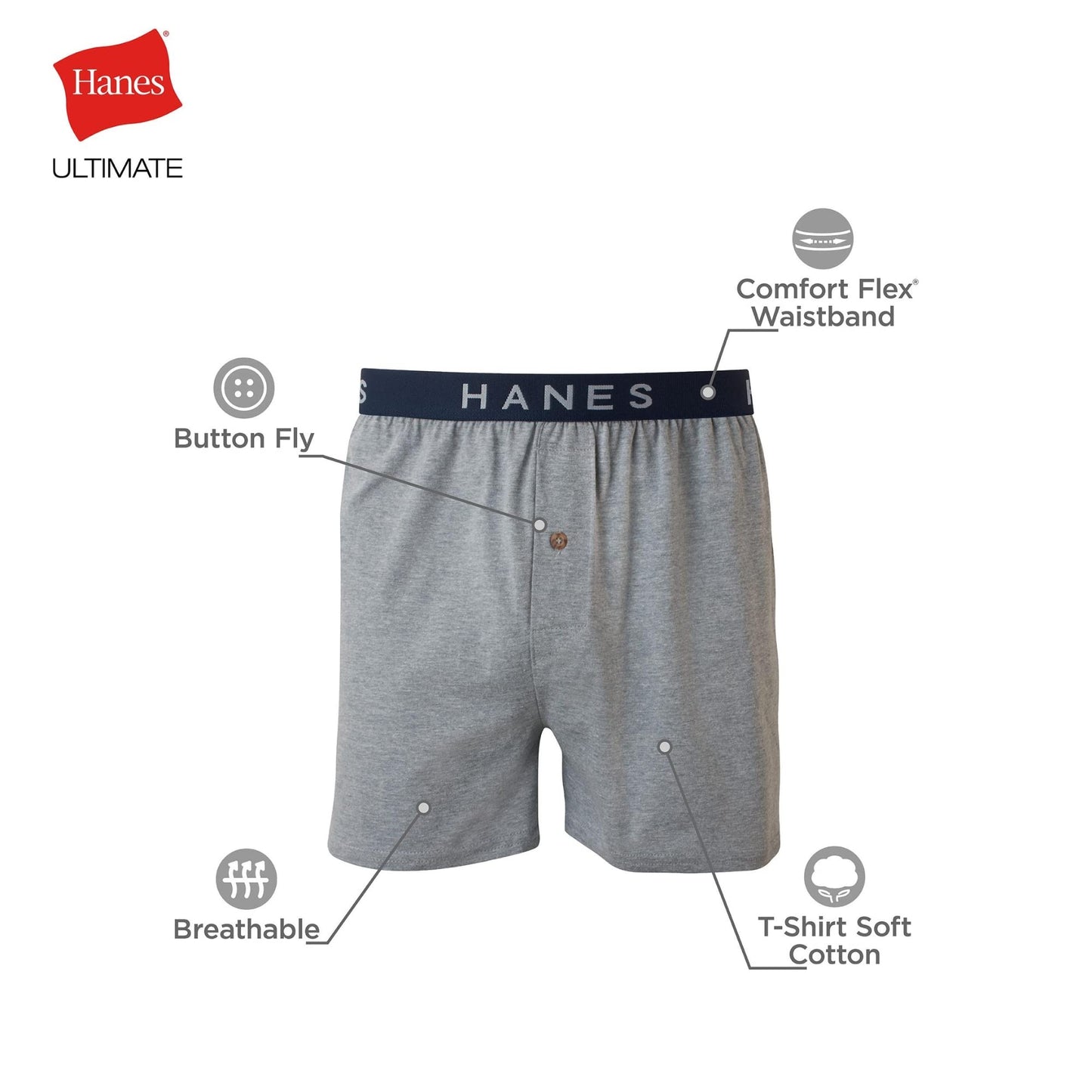 Hanes Classics Men's TAGLESS® ComfortSoft® Knit Boxers with Comfort Flex® Waistband 5-Pack