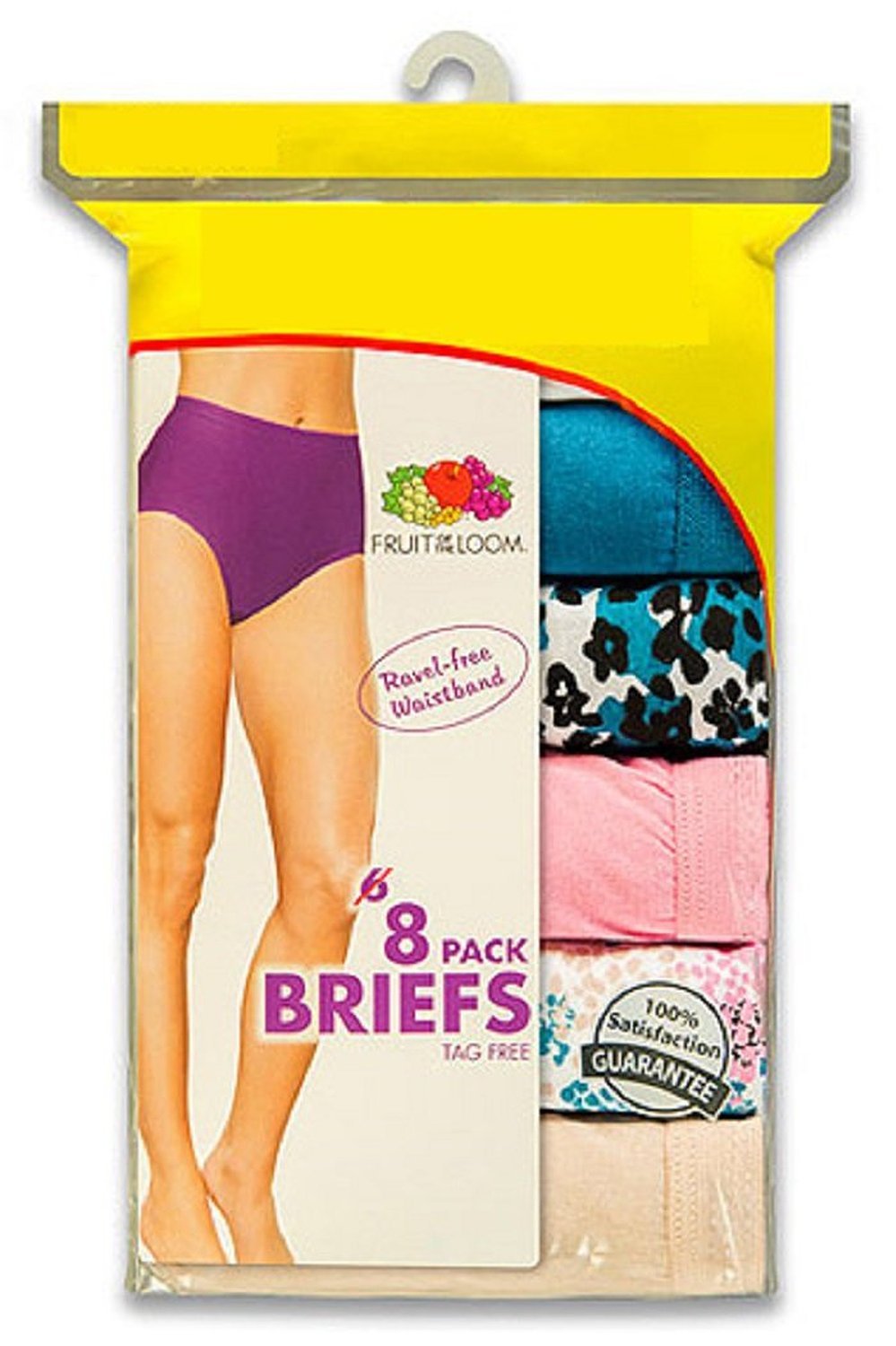 Fruit of the Loom Women's 8-Pack Tag Free Briefs - Prints & Solids 8DBRIAS (8 / X-Large (Hips 42"-43"))